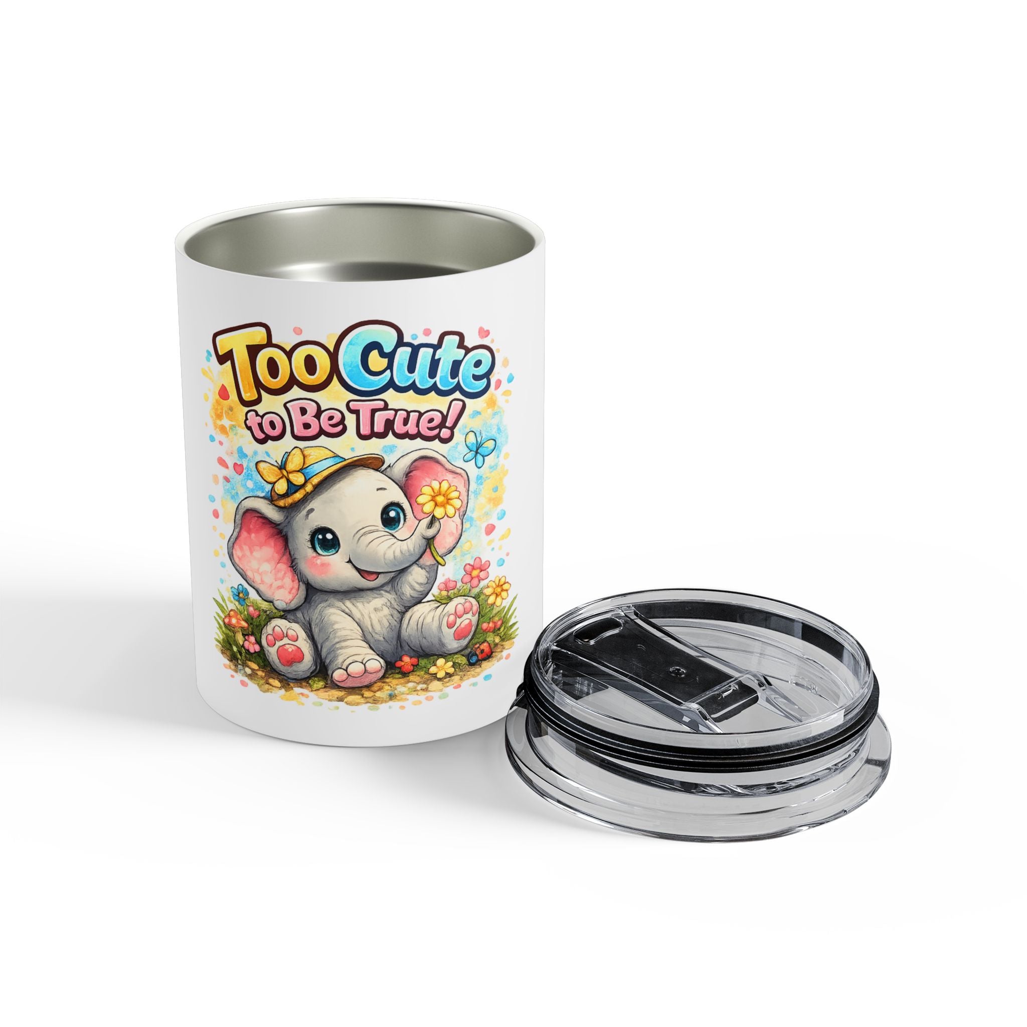 Too Cute to Be True! 10oz Elephant Tumbler — Cute Baby Animal Travel Cup