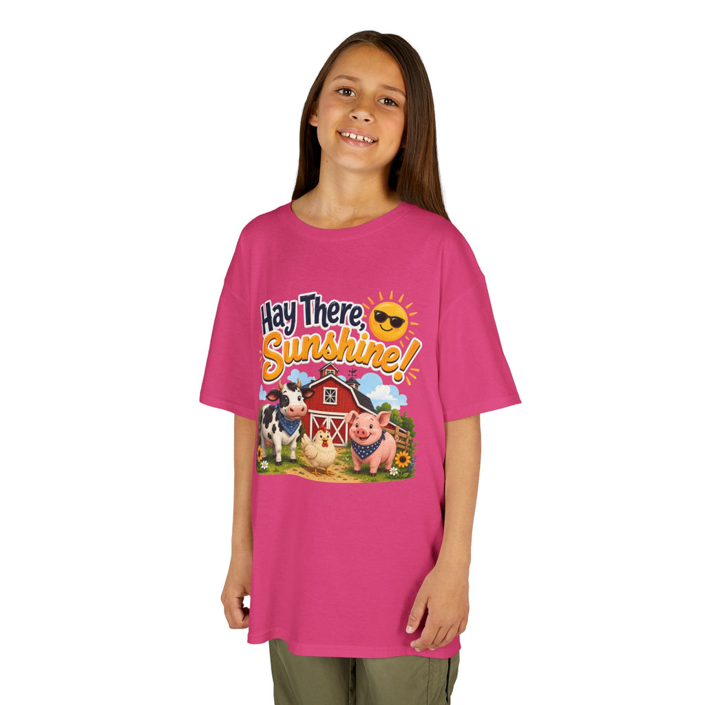 Kids Tee — "Hay There, Sunshine!" Farm Animal Graphic