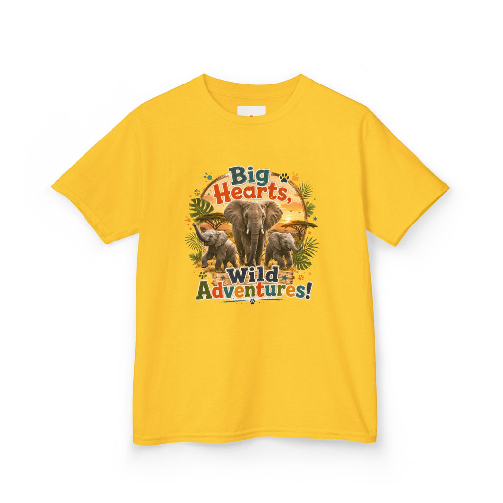 Kids T-Shirt — “Big Hearts, Wild Adventures!” Elephant Safari Shirt for Kids, Cute Animal Adventure Tee