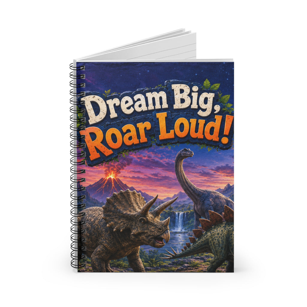 Dream Big Roar Loud! Dinosaur Spiral Notebook — Ruled Journal for Kids