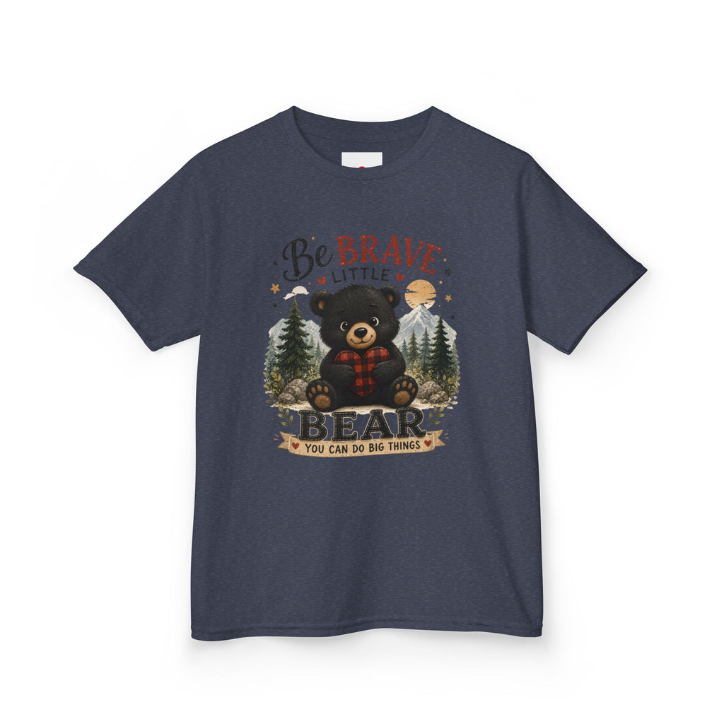 Kids T‑Shirt — "Be Brave Little Bear" Cute Woodland Bear Tee for Children, Inspirational Adventure Gift