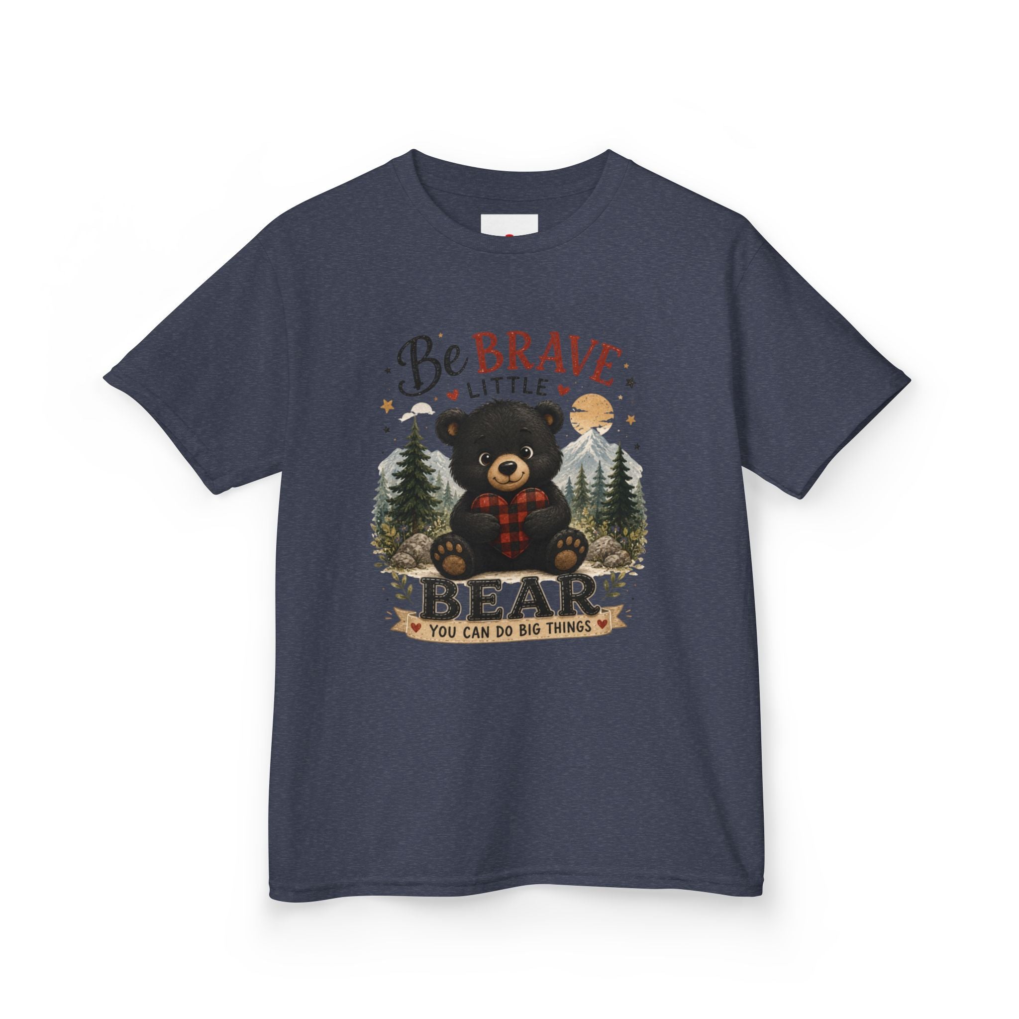 Kids T‑Shirt — "Be Brave Little Bear" Cute Woodland Bear Tee for Children, Inspirational Adventure Gift