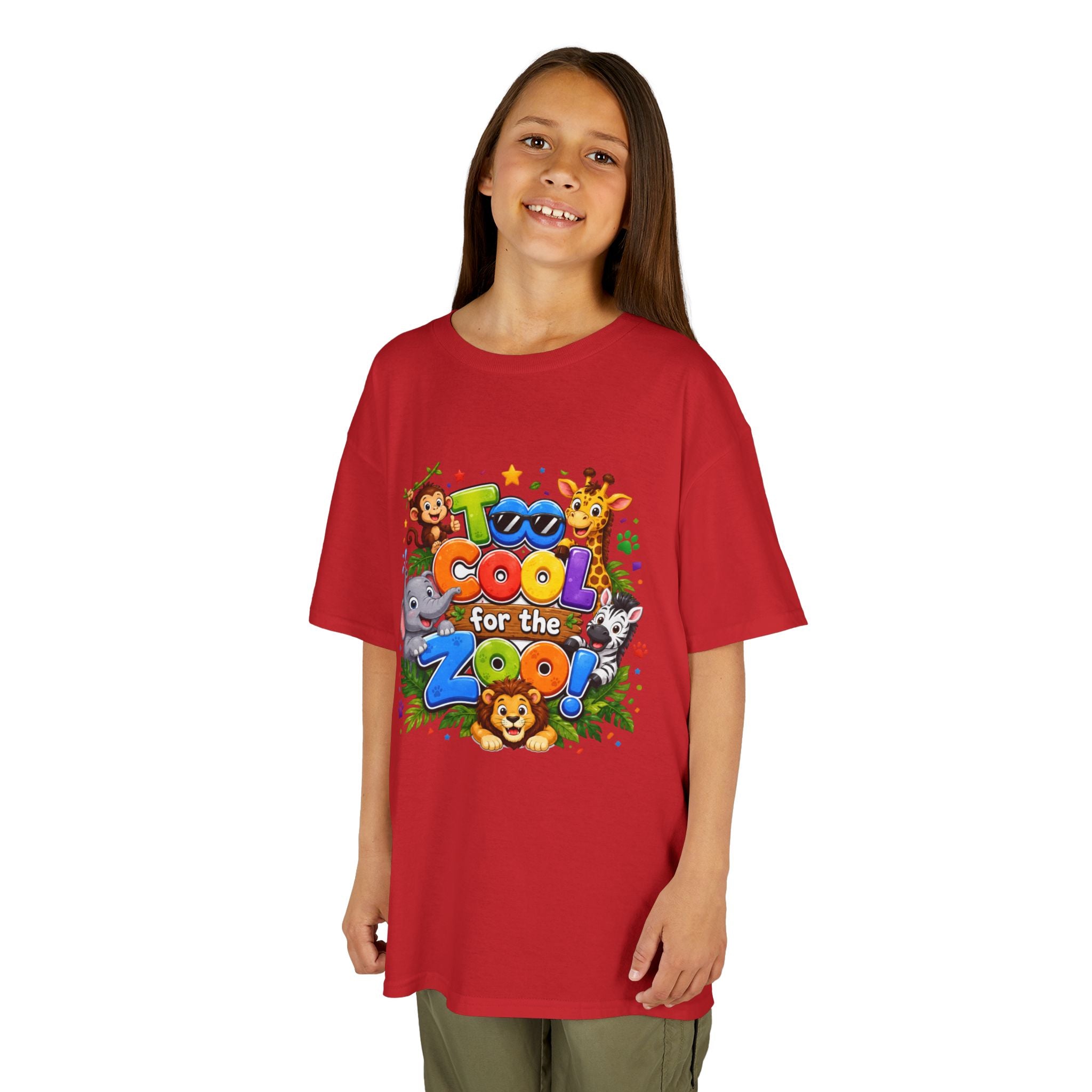 Kids Tee — "Too Cool for the Zoo" Colorful Animal Graphic
