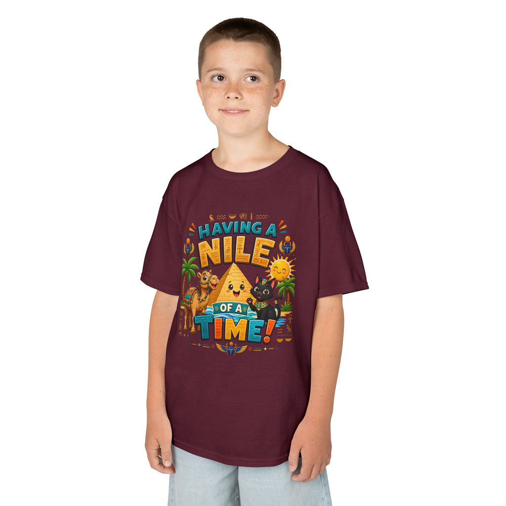 Having a Nile of a Time Kids Tee | Camel Pyramid Desert Cartoon