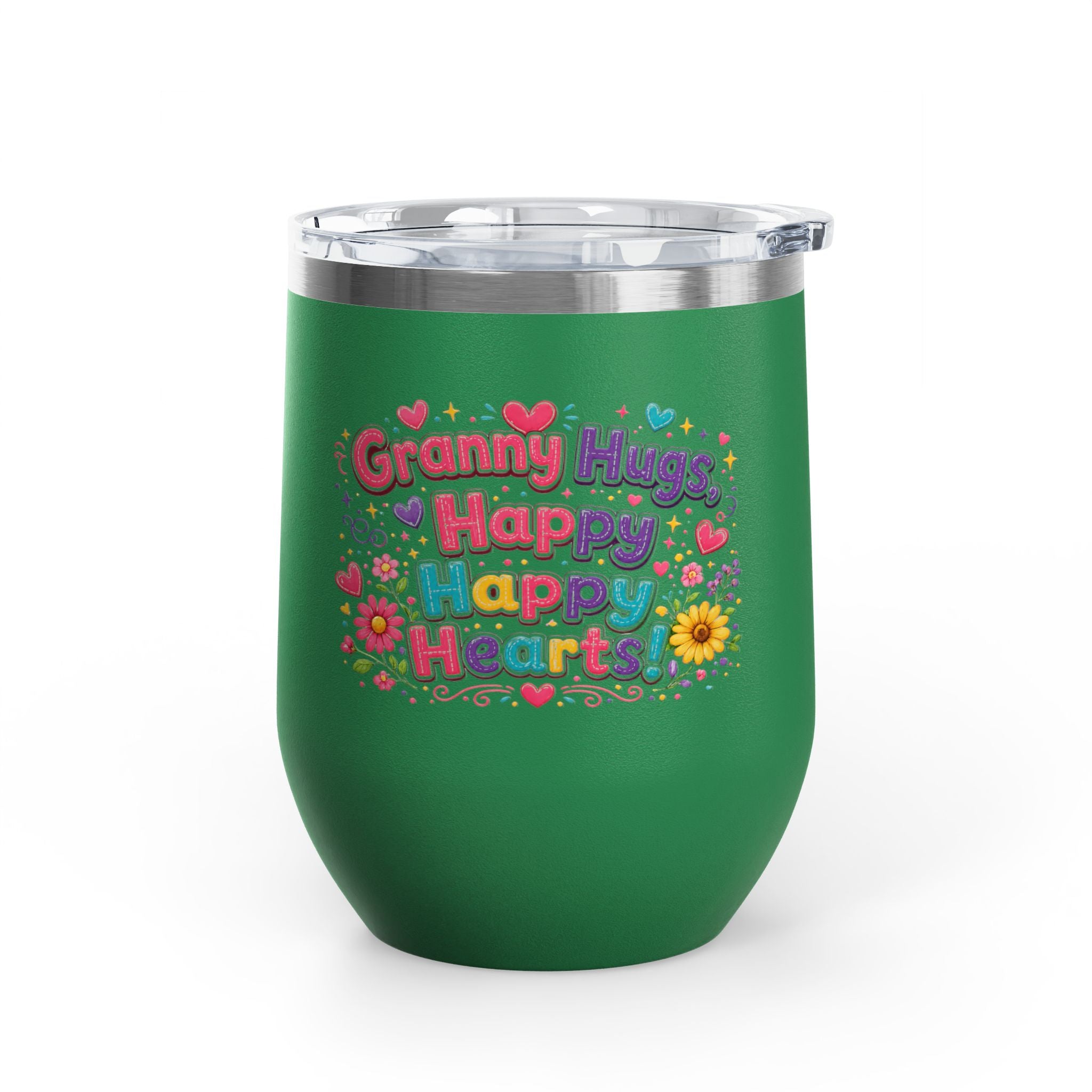 "Granny Hugs, Happy Happy Hearts" Floral 12oz Insulated Cup
