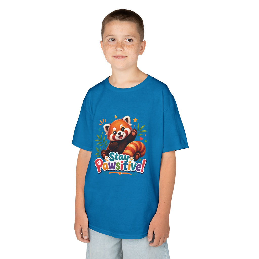 Stay Pawsitive Red Panda Kids Tee | Cute Animal Positive Message