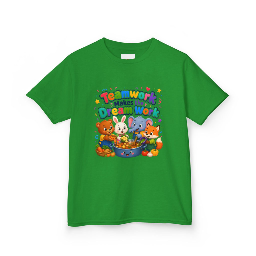 Kids Tee — “Teamwork Makes the Dream Work” Cute Animal Classroom Shirt