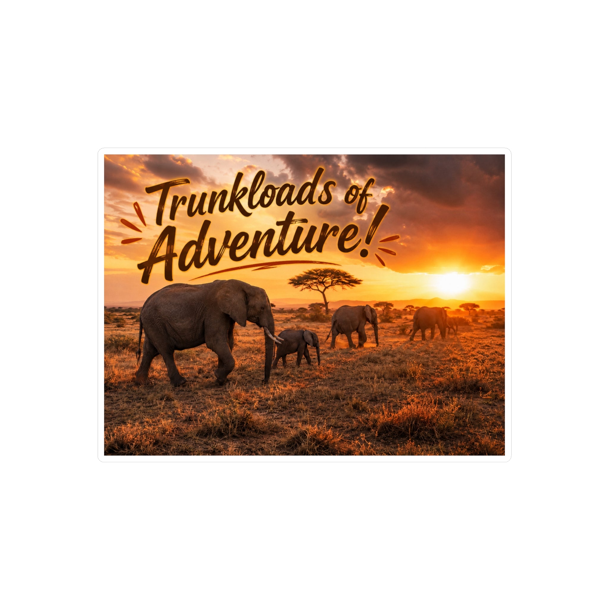 Trunkloads of Adventure Vinyl Sticker — Safari Elephant Kiss-Cut Decal