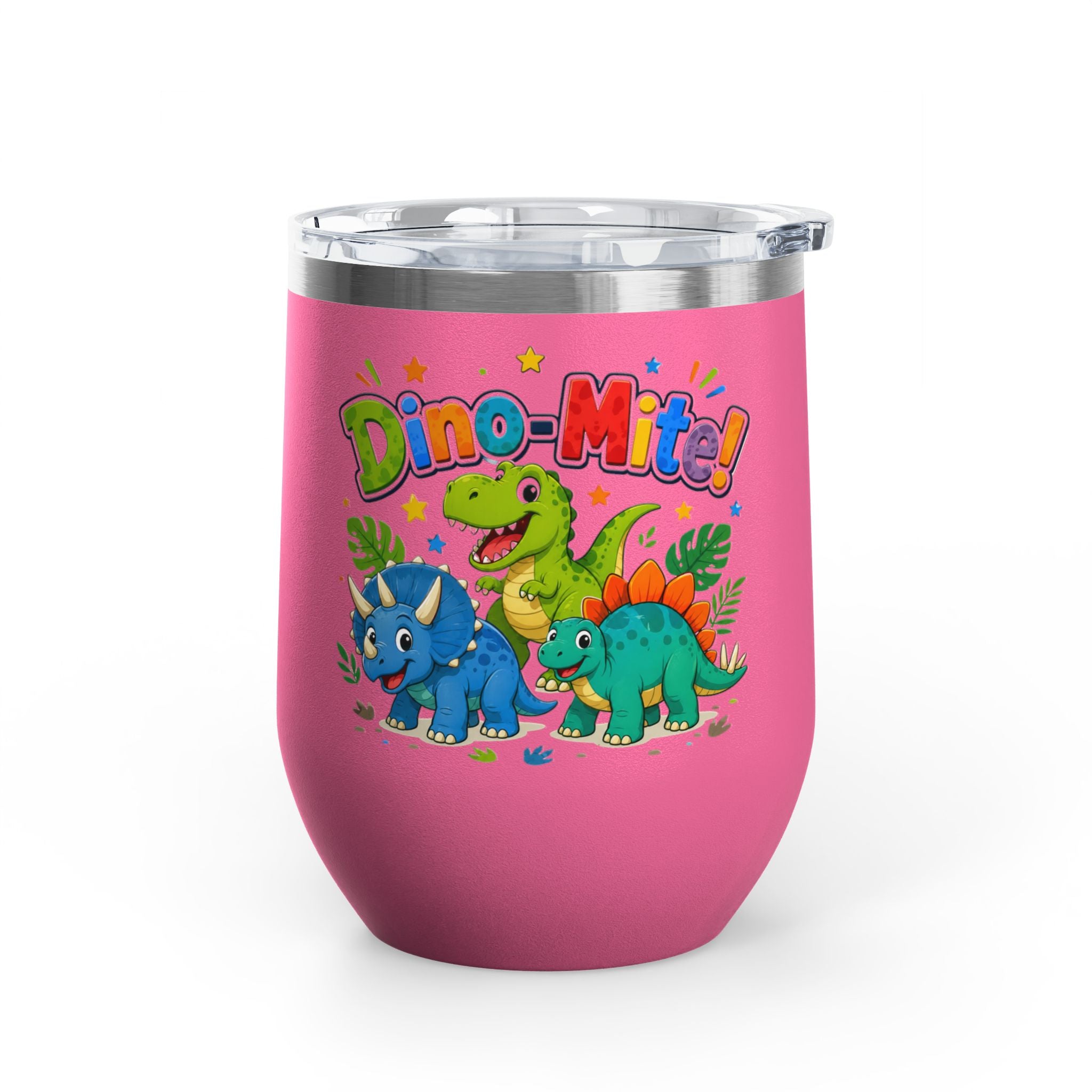 "Dino-Mite!" Cute Kids Dinosaur 12oz Insulated Tumbler