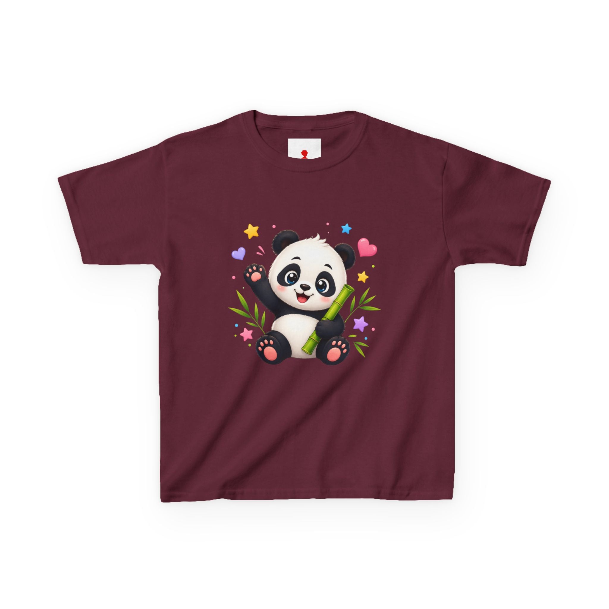 Cute Panda Kids T‑Shirt — Smiling Baby Panda with Hearts & Bamboo