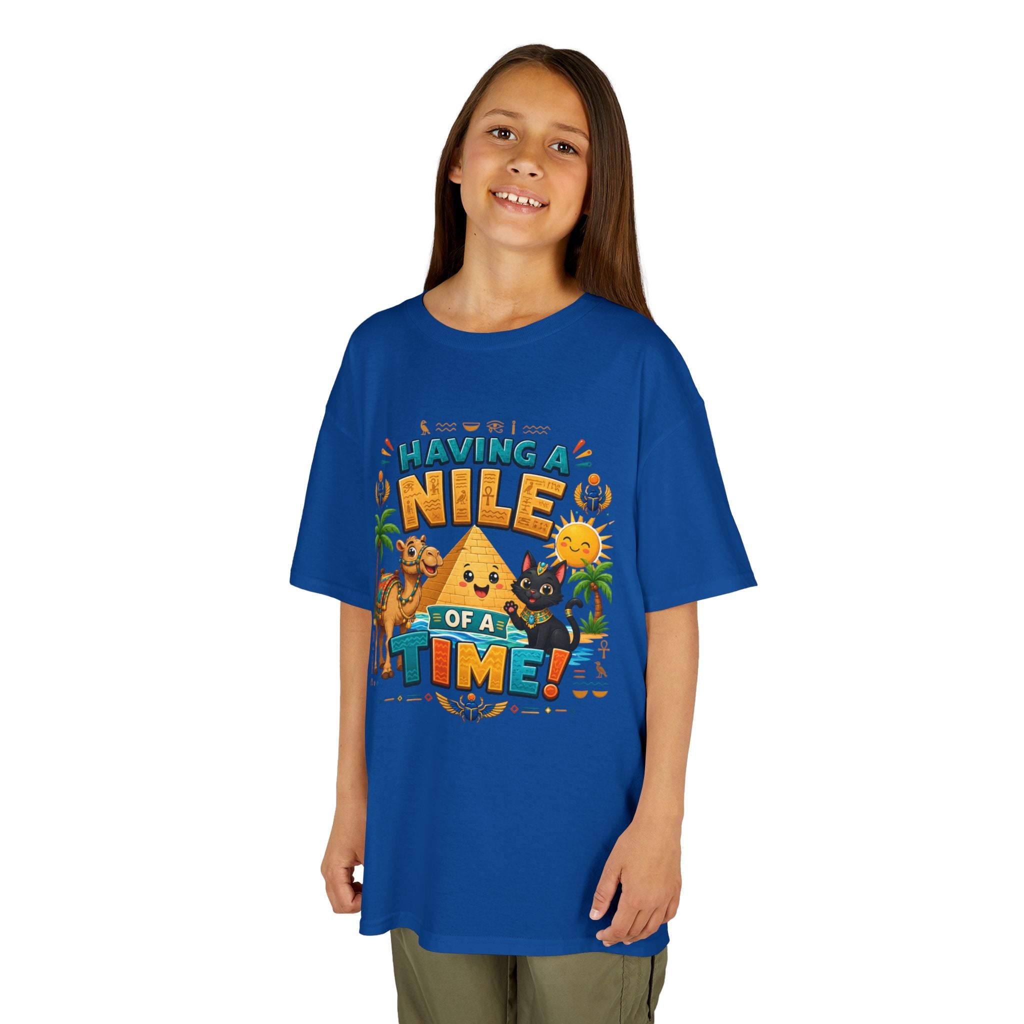 Having a Nile of a Time Kids Tee | Camel Pyramid Desert Cartoon