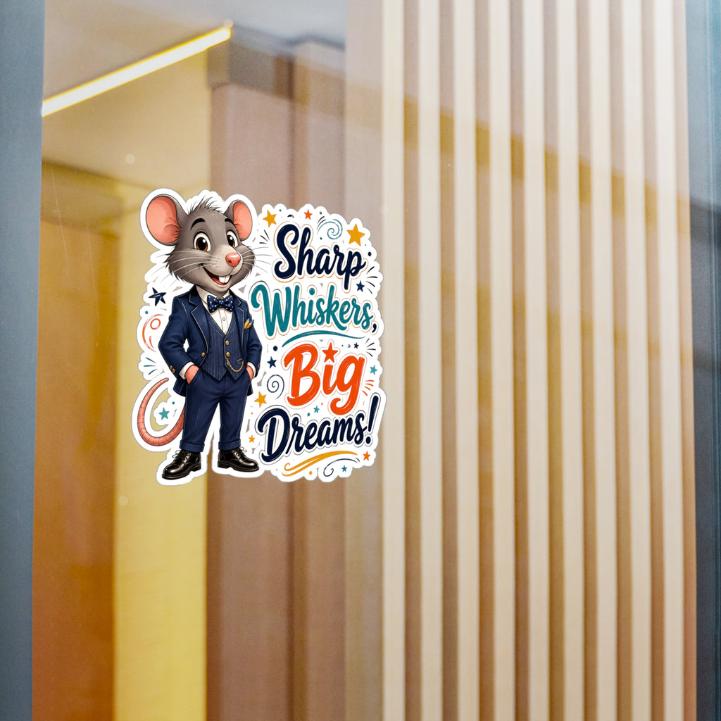 Sharp Whiskers, Big Dreams Sticker — Cute Motivational Mouse Vinyl Decal