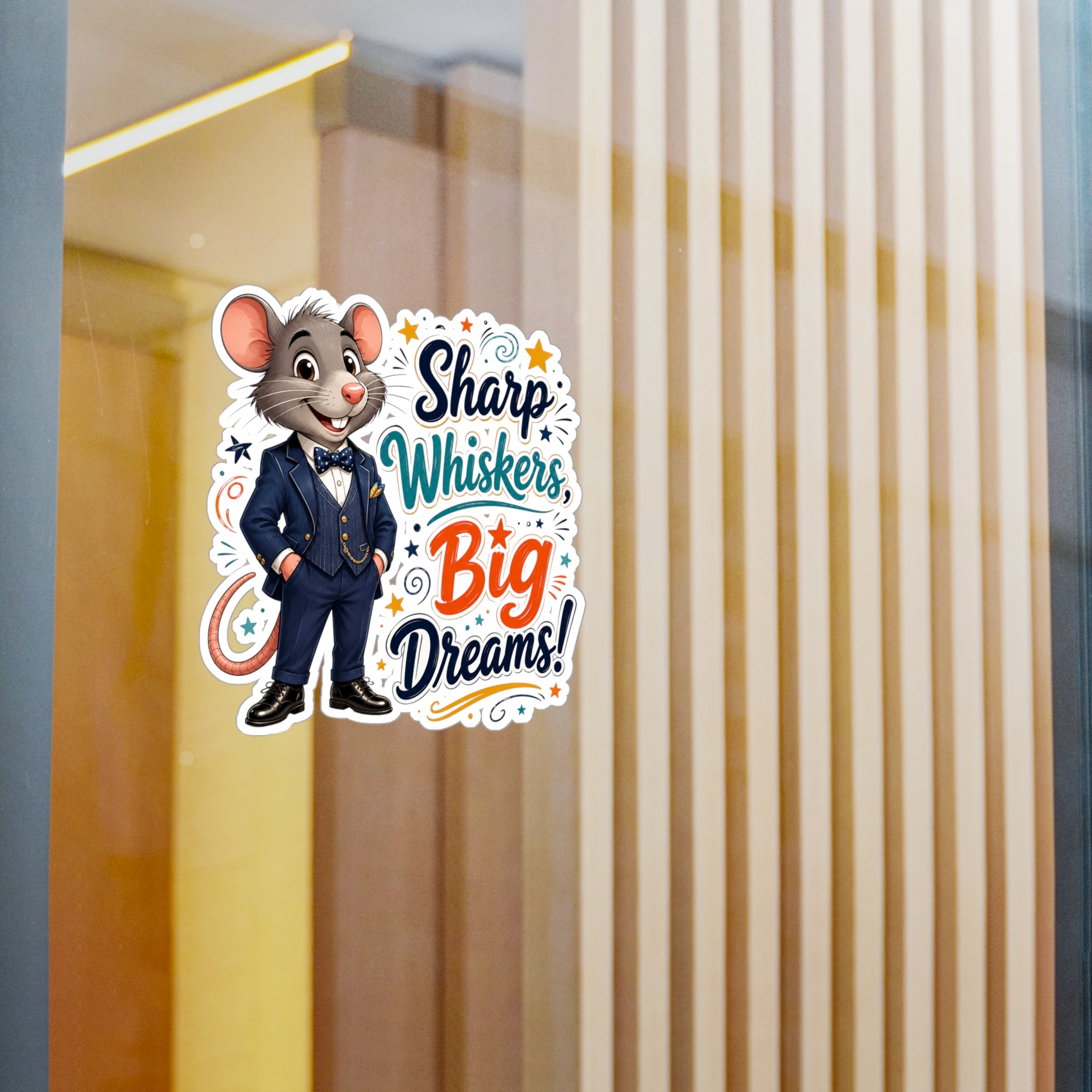 Sharp Whiskers, Big Dreams Sticker — Cute Motivational Mouse Vinyl Decal