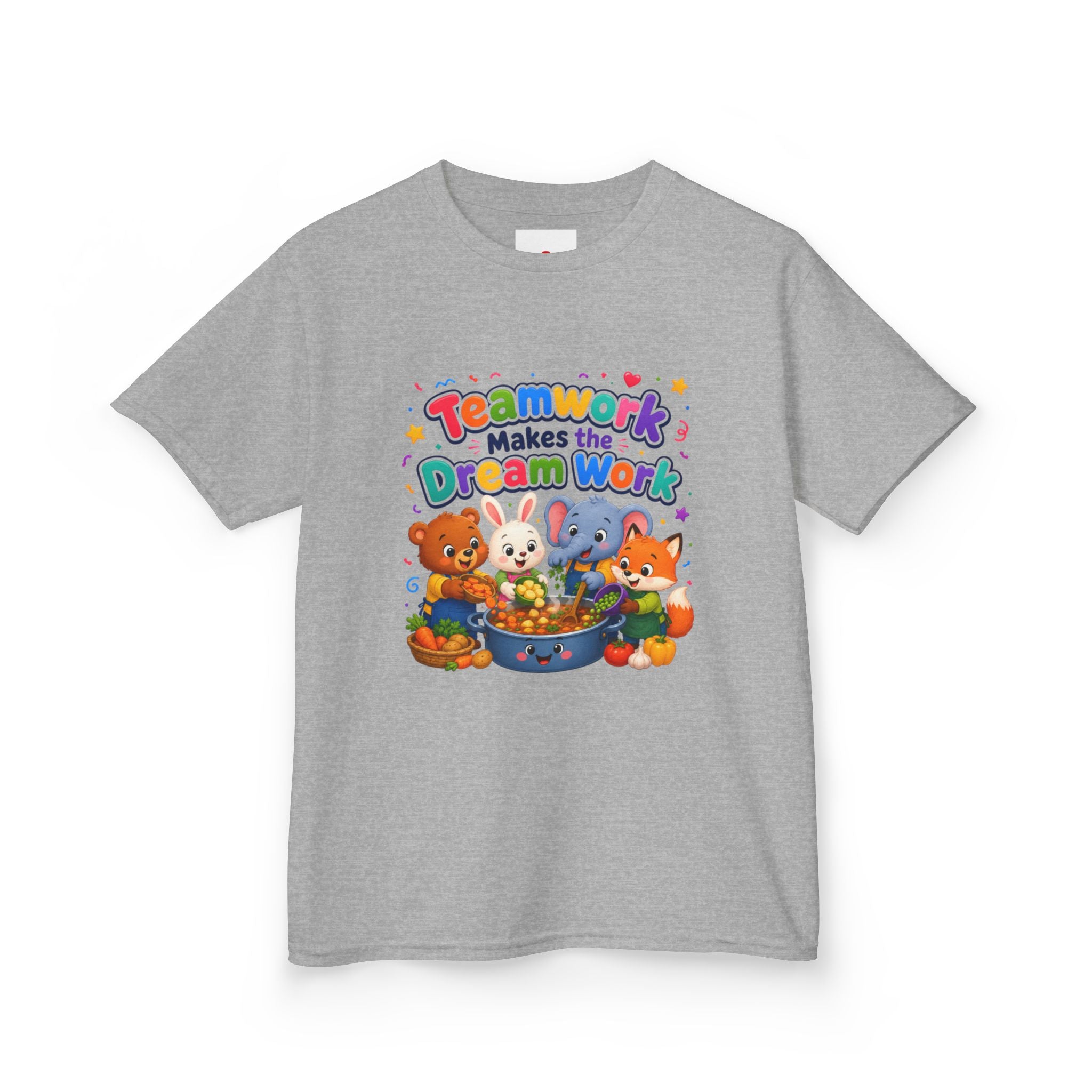 Kids Tee — “Teamwork Makes the Dream Work” Cute Animal Classroom Shirt