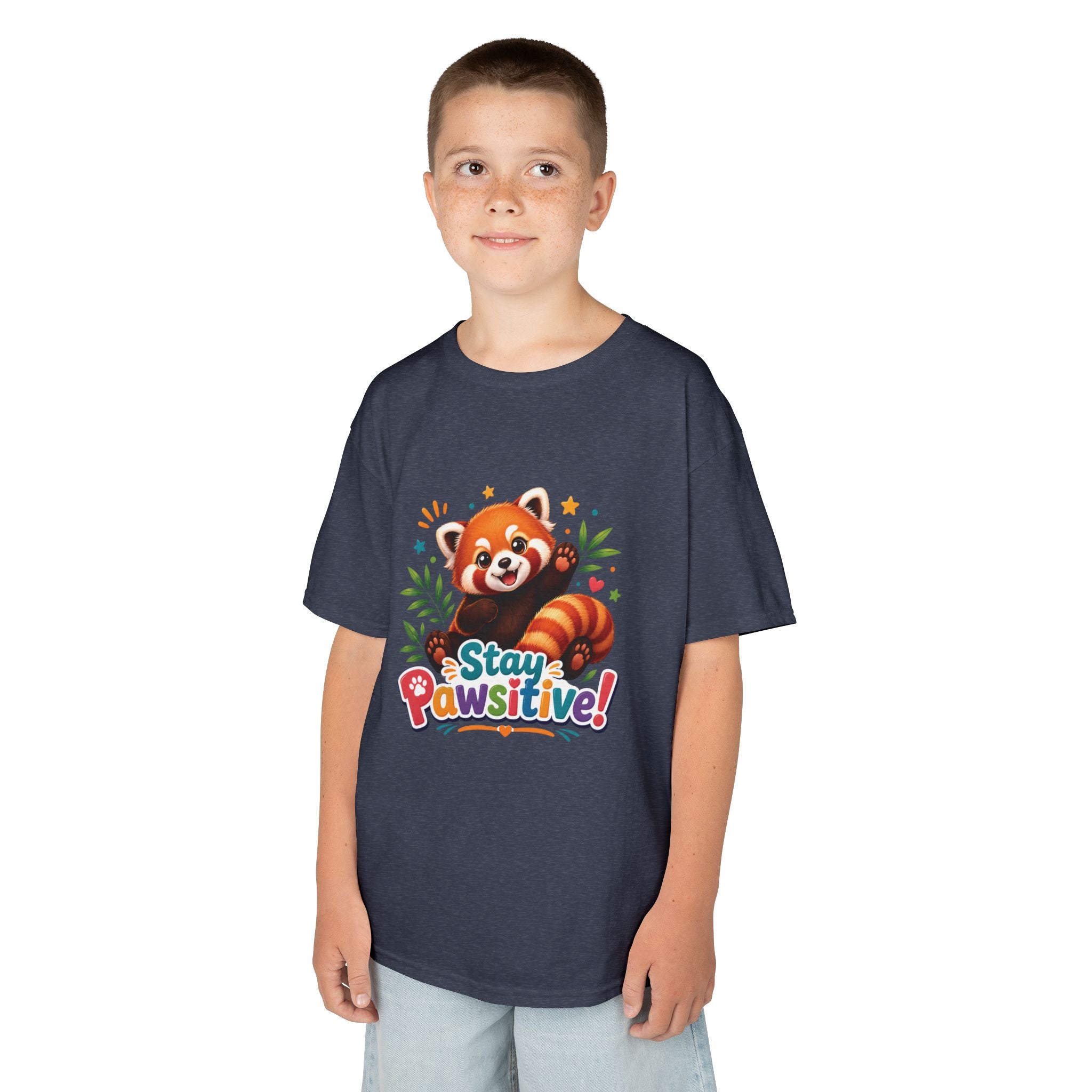 Stay Pawsitive Red Panda Kids Tee | Cute Animal Positive Message