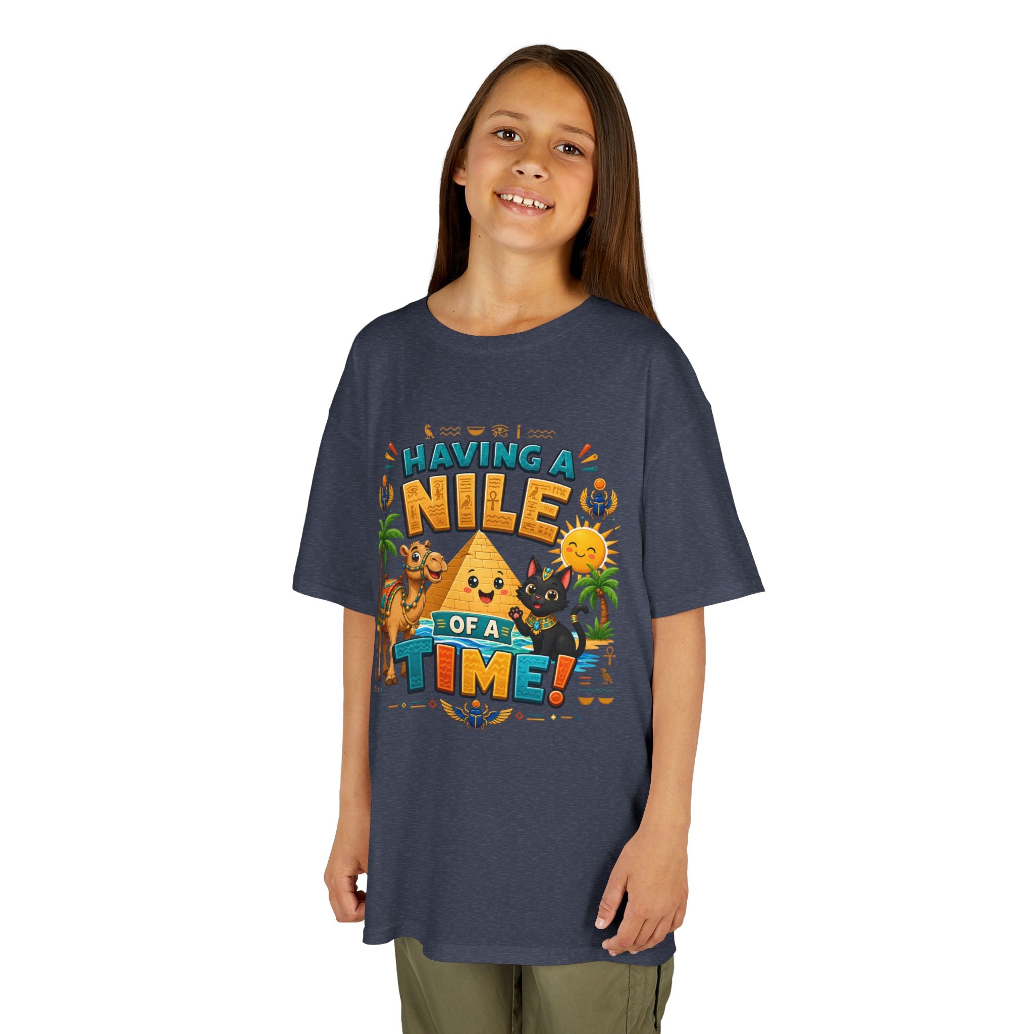 Having a Nile of a Time Kids Tee | Camel Pyramid Desert Cartoon