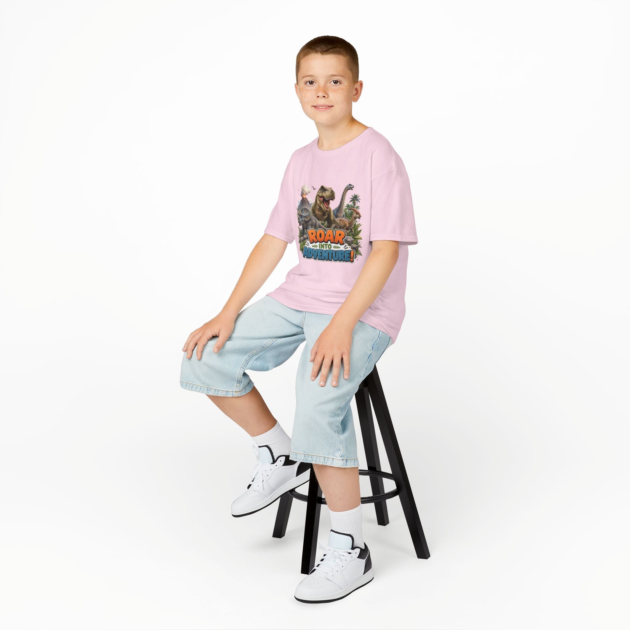 Kids Dinosaur Tee - "Roar Into Adventure" Graphic Shirt for Boys & Girls