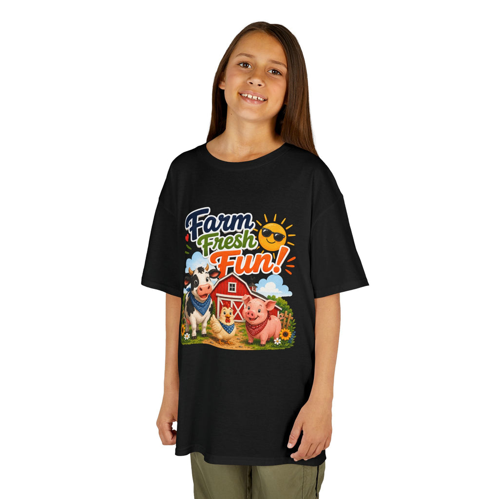 Kids Farm T-Shirt — "Farm Fresh Fun!" Cute Cow & Pig Toddler Tee