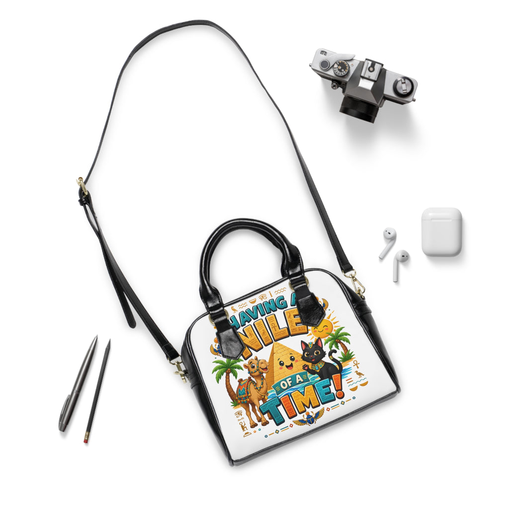 Having A Nile of a Time Shoulder Handbag | Egyptian Pyramid Cat Camel Design