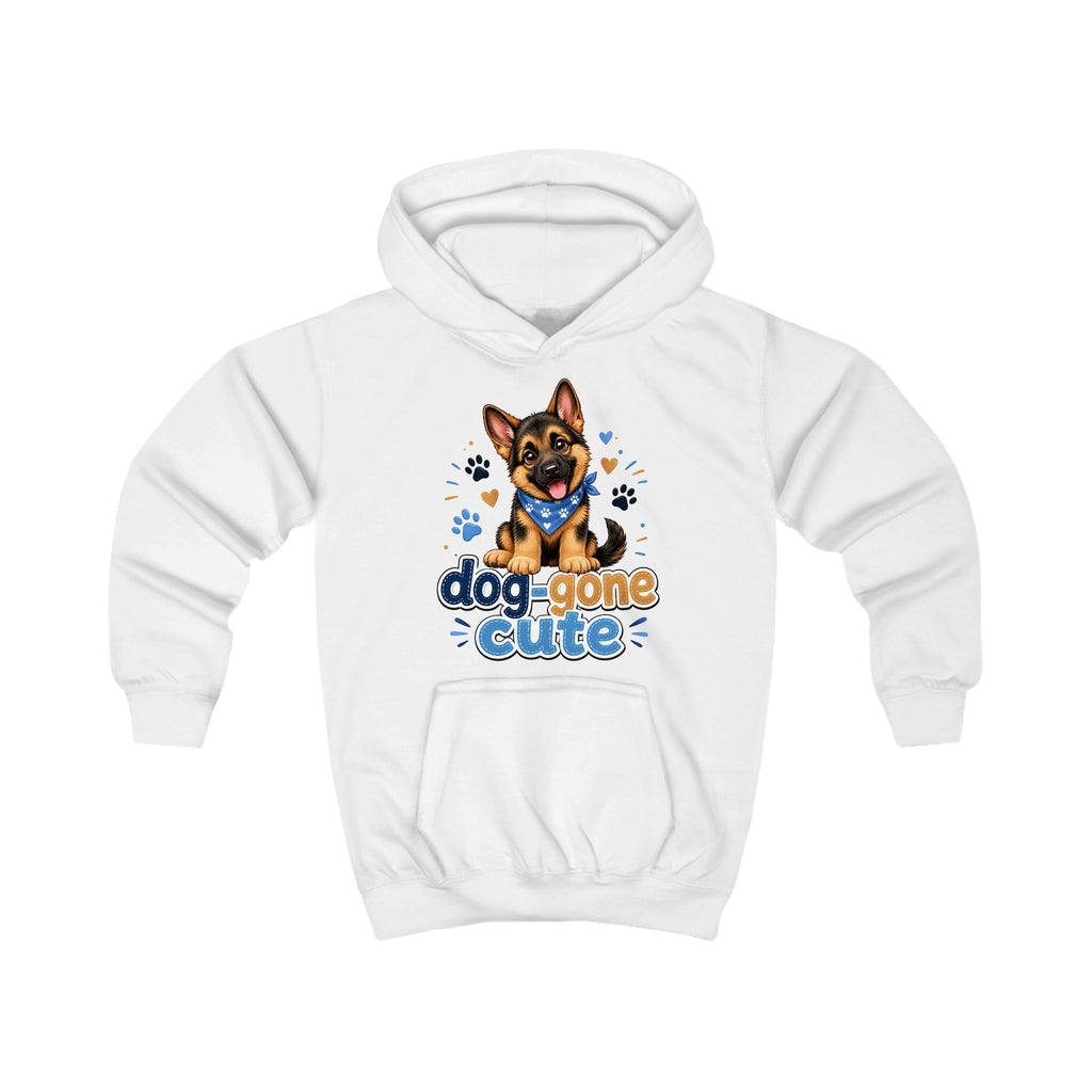 Kids Hoodie - "Dog-Gone Cute" German Shepherd Puppy Graphic Hoodie for Children