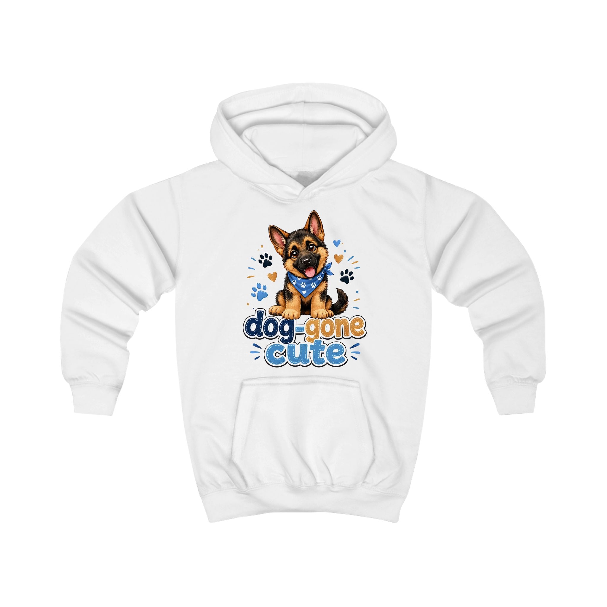 Kids Hoodie - "Dog-Gone Cute" German Shepherd Puppy Graphic Hoodie for Children