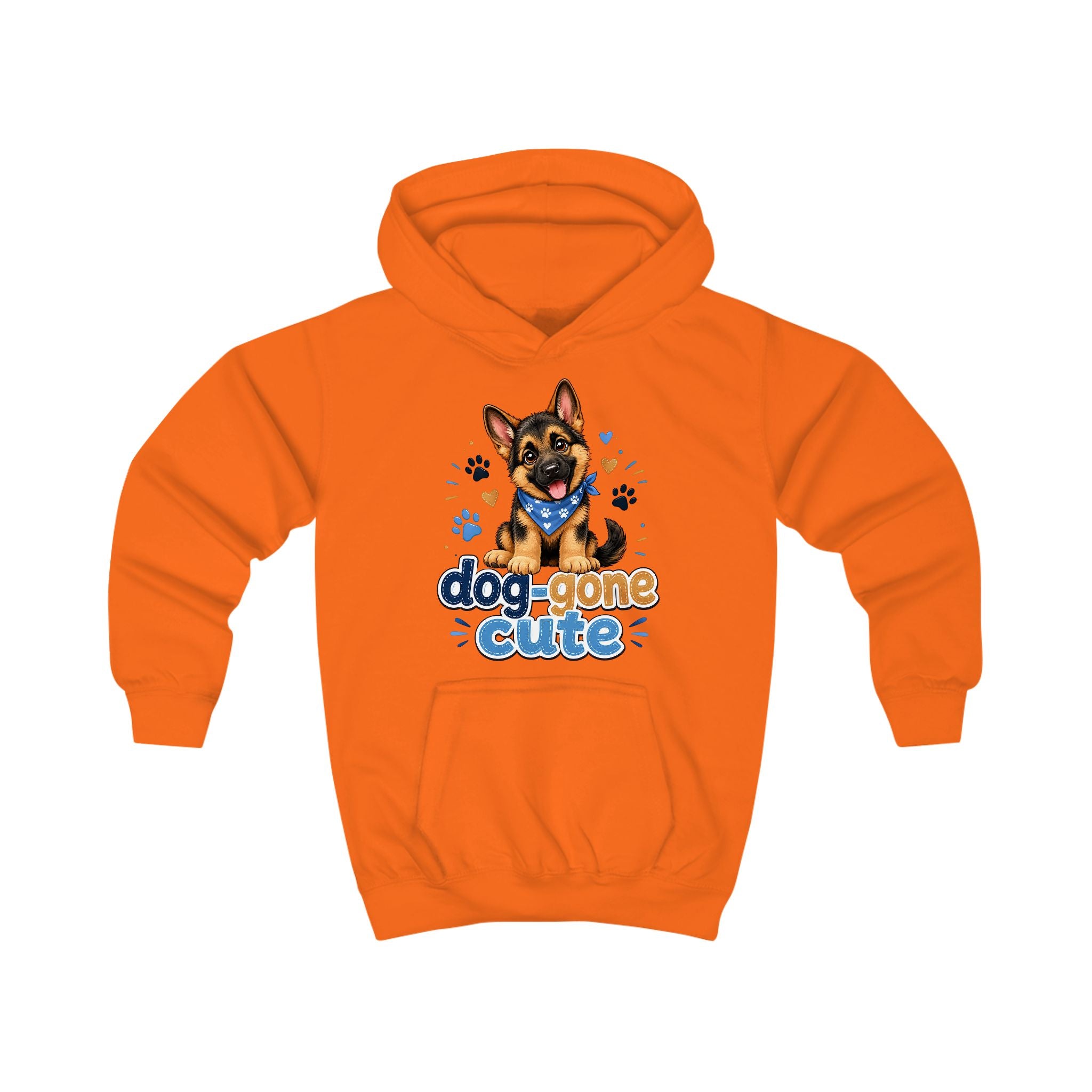 Kids Hoodie - "Dog-Gone Cute" German Shepherd Puppy Graphic Hoodie for Children