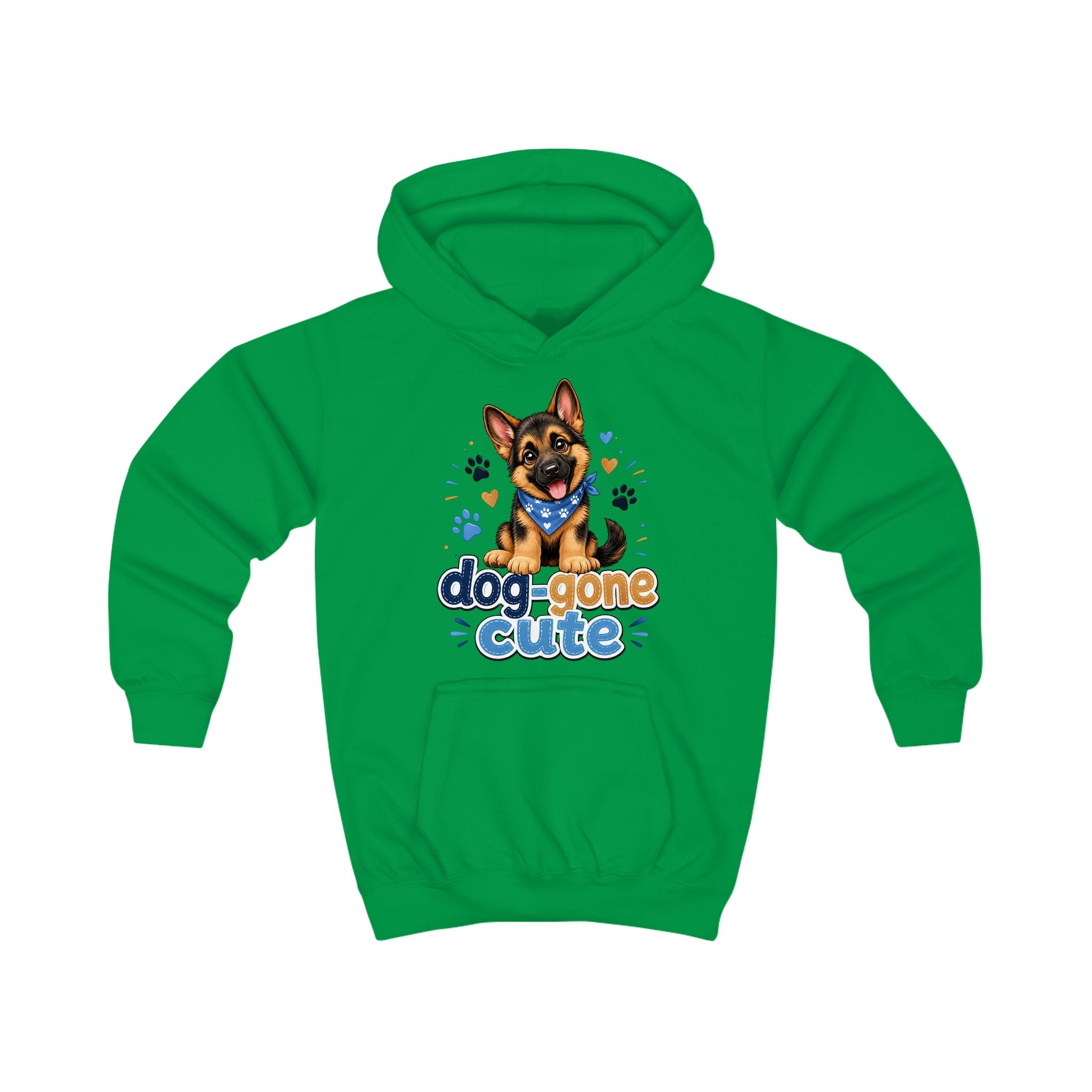 Kids Hoodie - "Dog-Gone Cute" German Shepherd Puppy Graphic Hoodie for Children