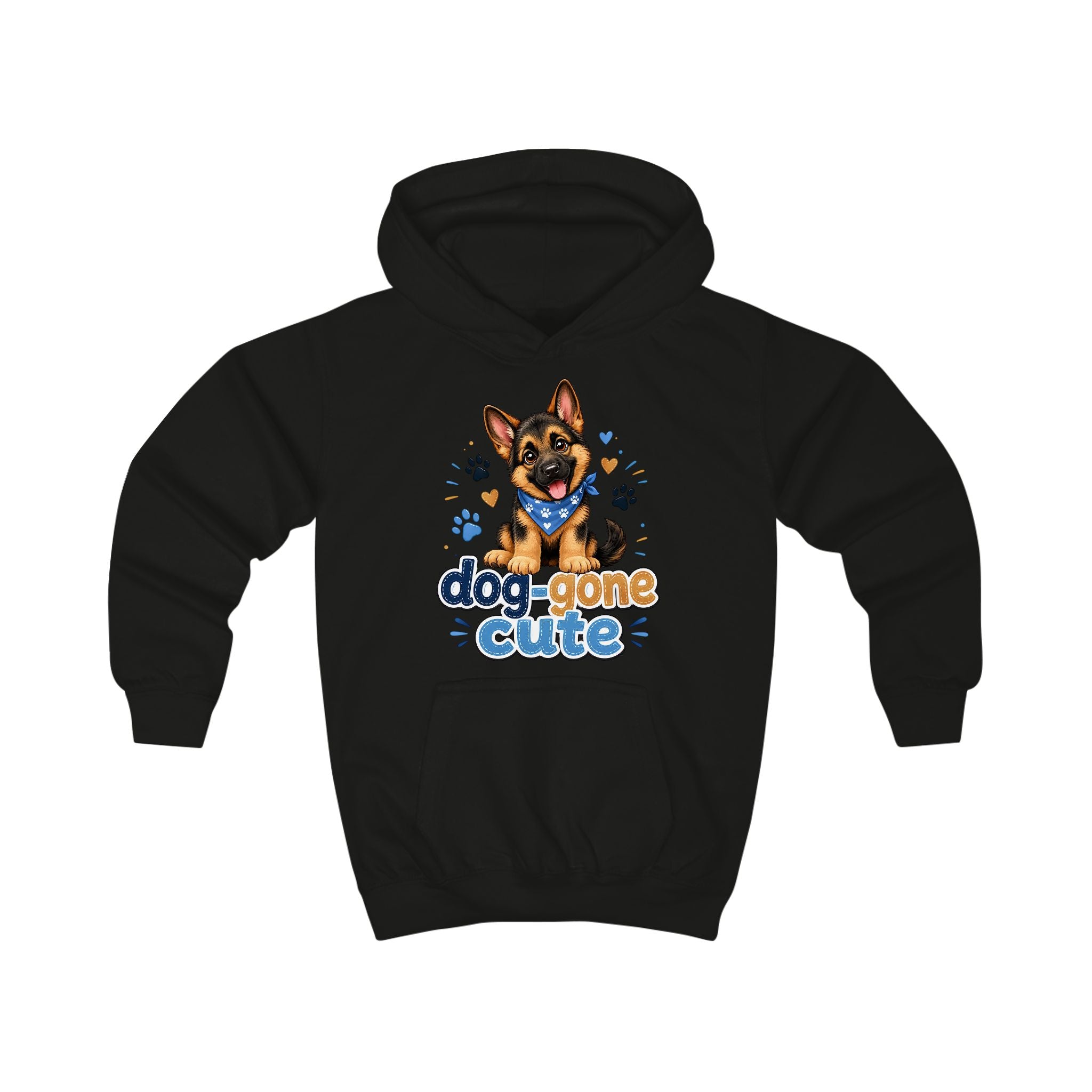 Kids Hoodie - "Dog-Gone Cute" German Shepherd Puppy Graphic Hoodie for Children