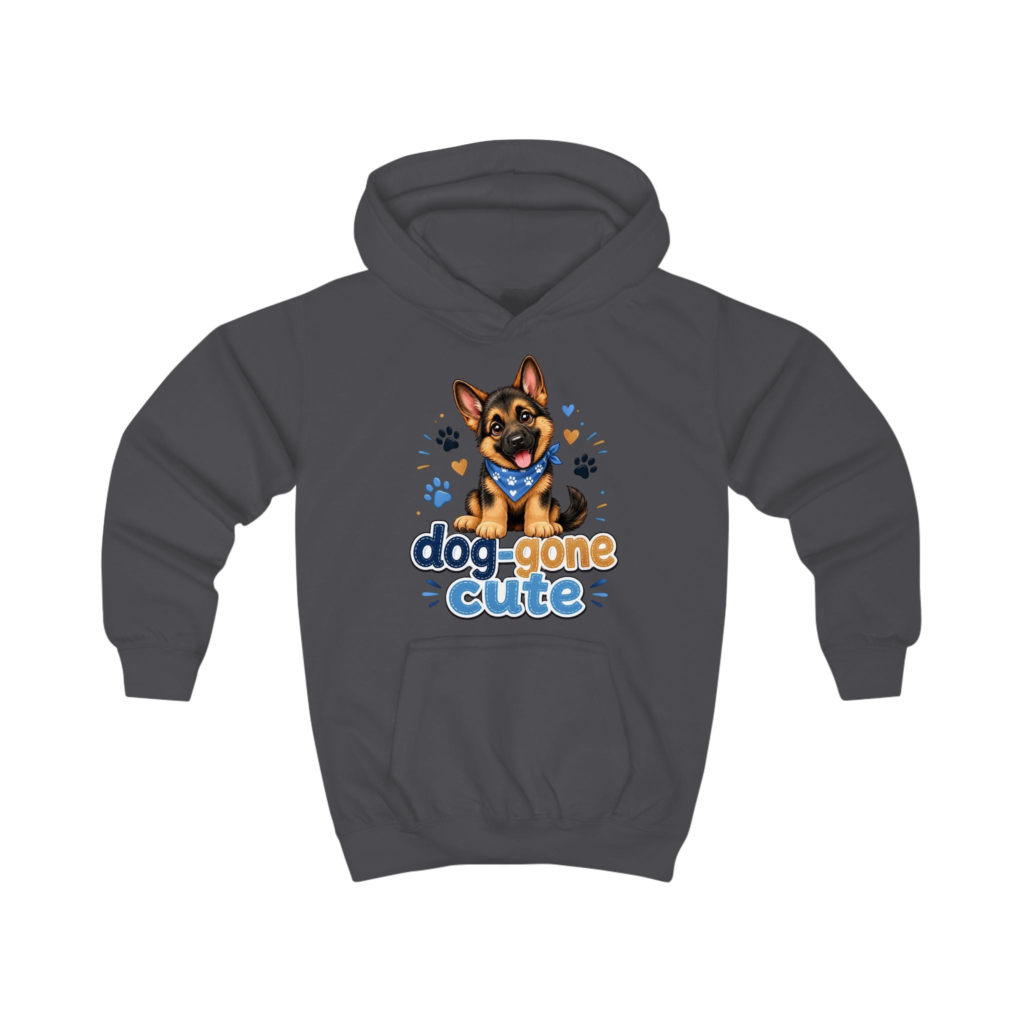 Kids Hoodie - "Dog-Gone Cute" German Shepherd Puppy Graphic Hoodie for Children
