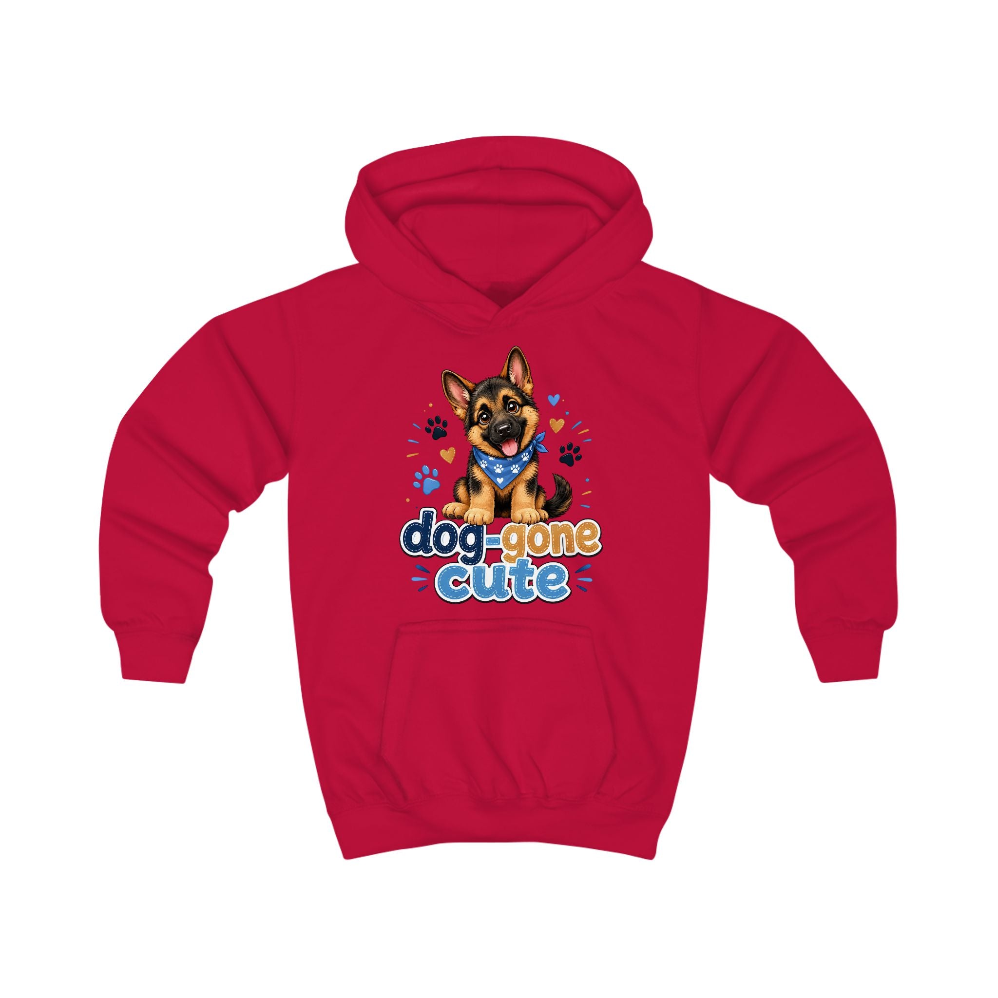 Kids Hoodie - "Dog-Gone Cute" German Shepherd Puppy Graphic Hoodie for Children