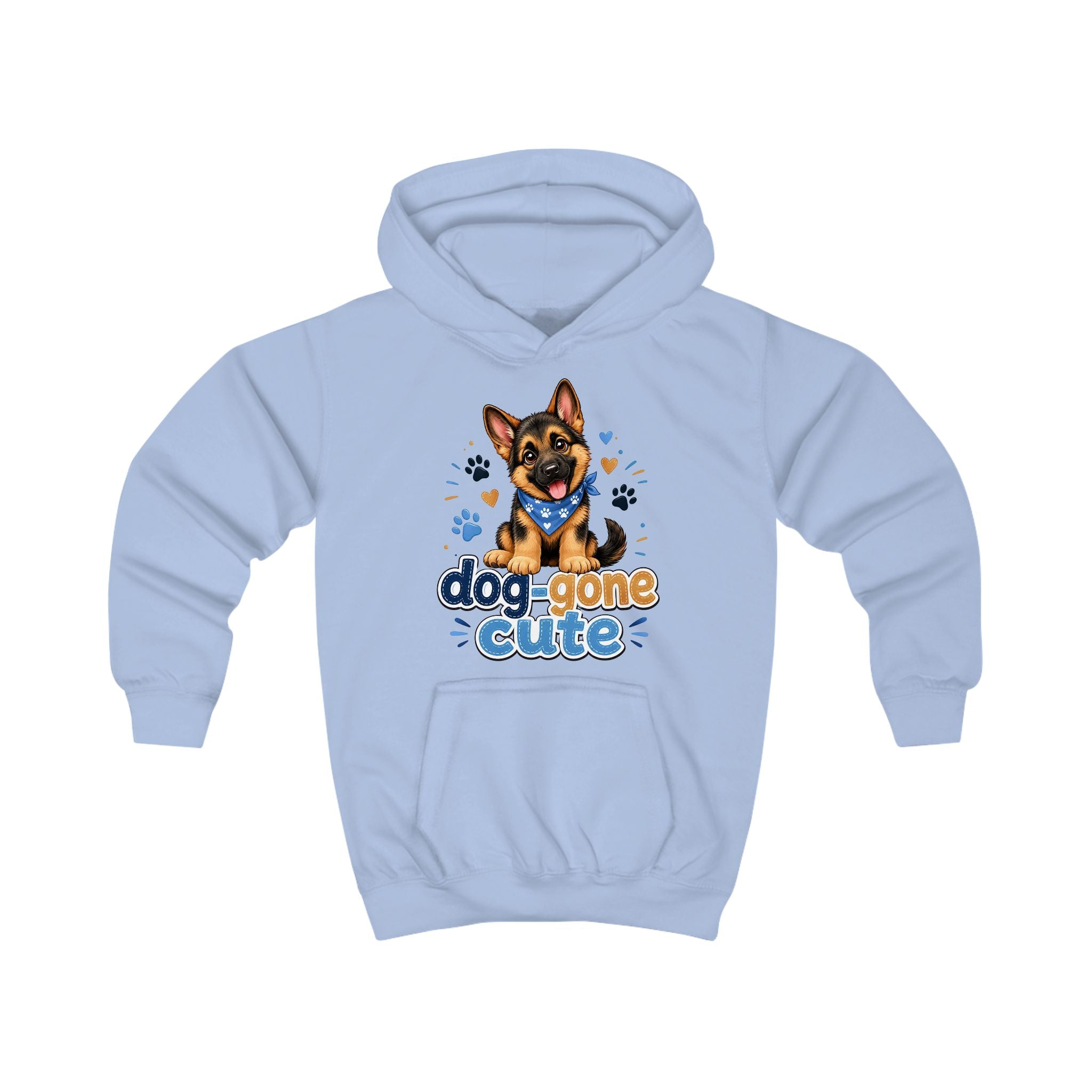 Kids Hoodie - "Dog-Gone Cute" German Shepherd Puppy Graphic Hoodie for Children