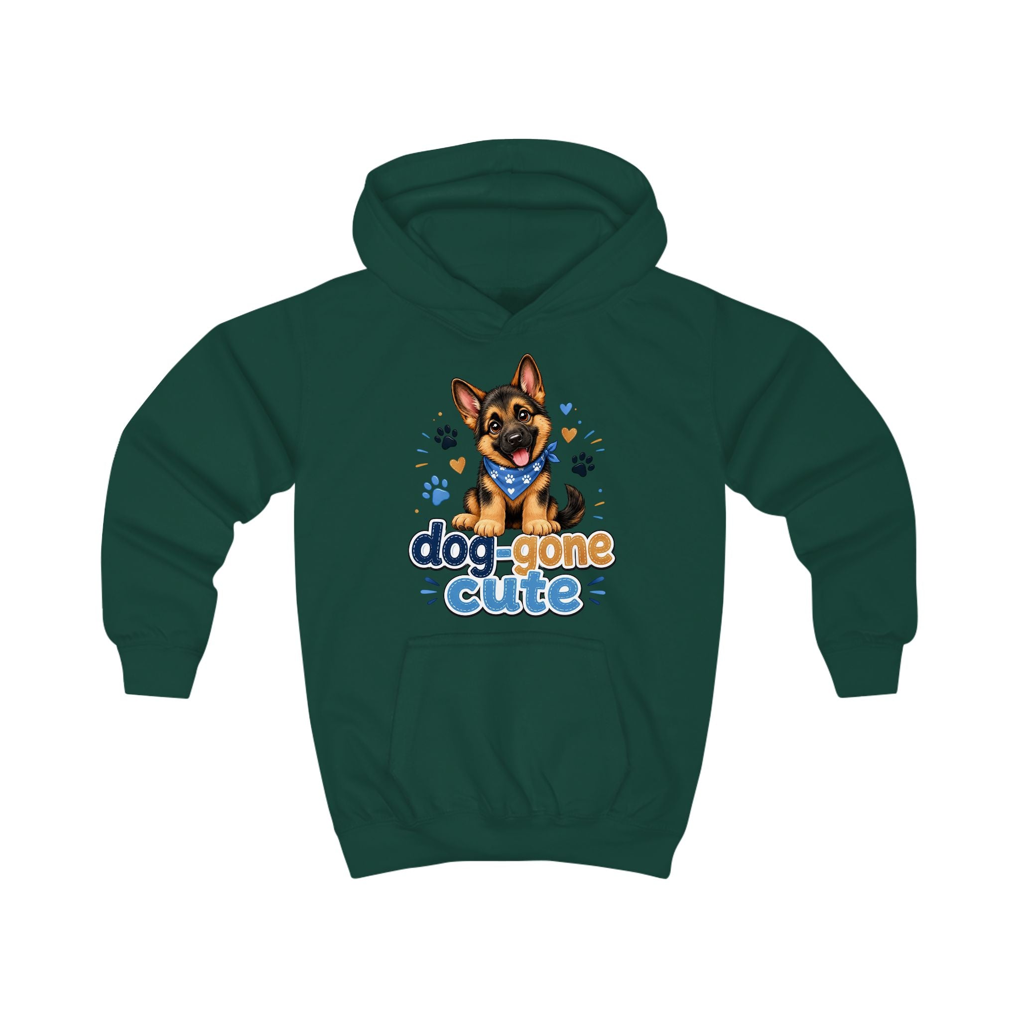 Kids Hoodie - "Dog-Gone Cute" German Shepherd Puppy Graphic Hoodie for Children