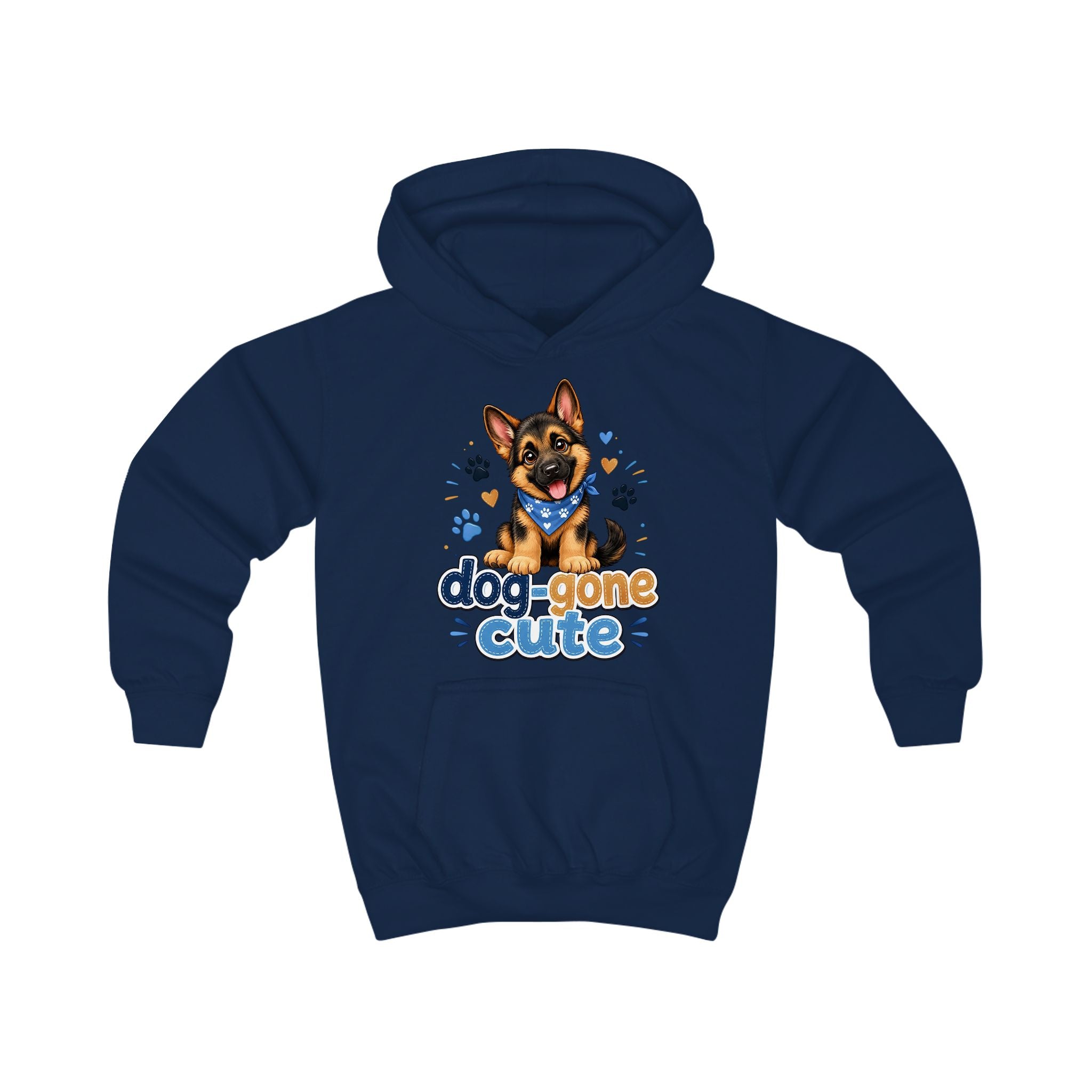 Kids Hoodie - "Dog-Gone Cute" German Shepherd Puppy Graphic Hoodie for Children