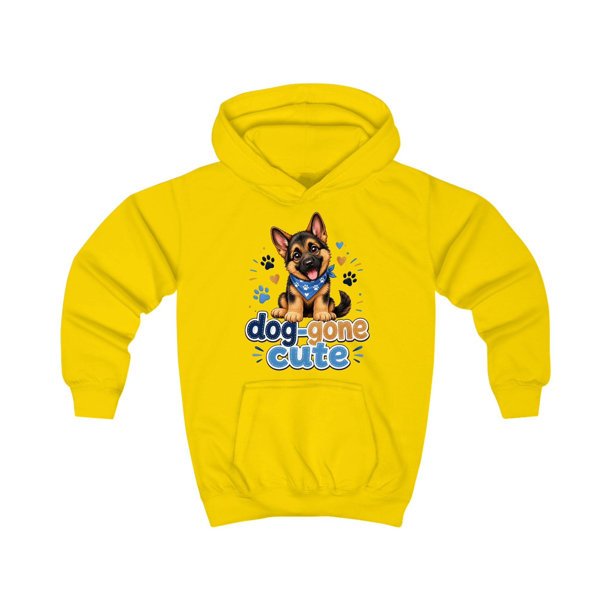 Kids Hoodie - "Dog-Gone Cute" German Shepherd Puppy Graphic Hoodie for Children