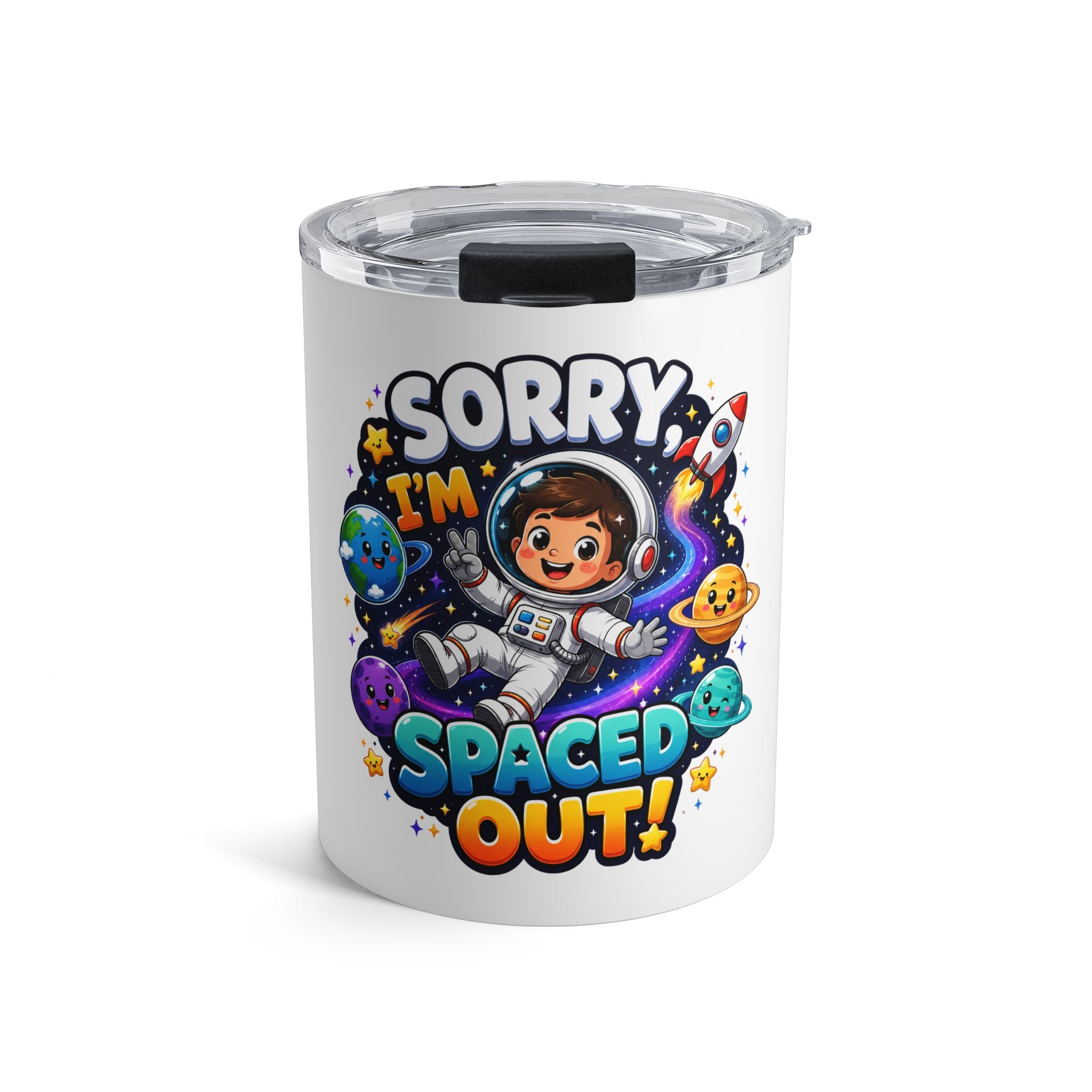 Tumbler — “Sorry I’m Spaced Out!” Cute Astronaut Kids Travel Tumbler, Space Gift for Kids