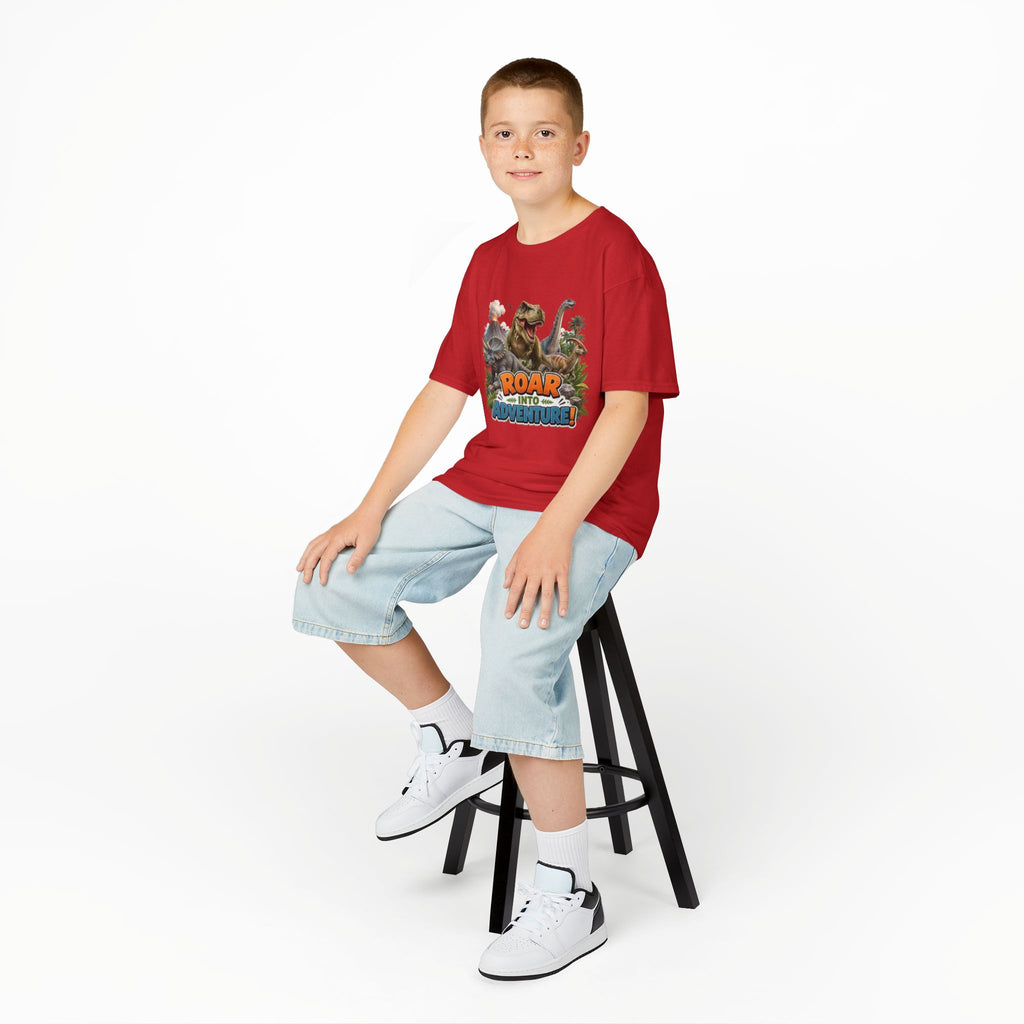 Kids Dinosaur Tee - "Roar Into Adventure" Graphic Shirt for Boys & Girls