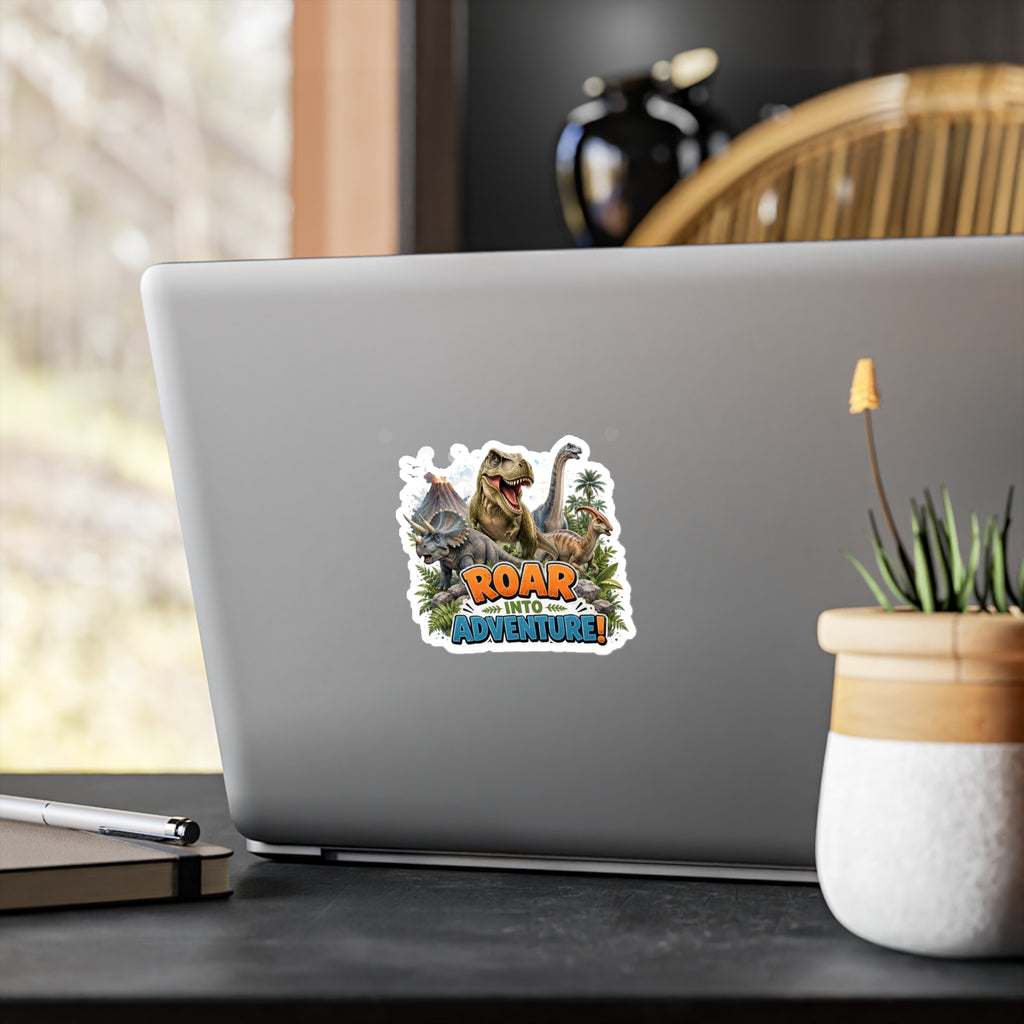 Roar Into Adventure! Dinosaur Kiss-Cut Vinyl Sticker