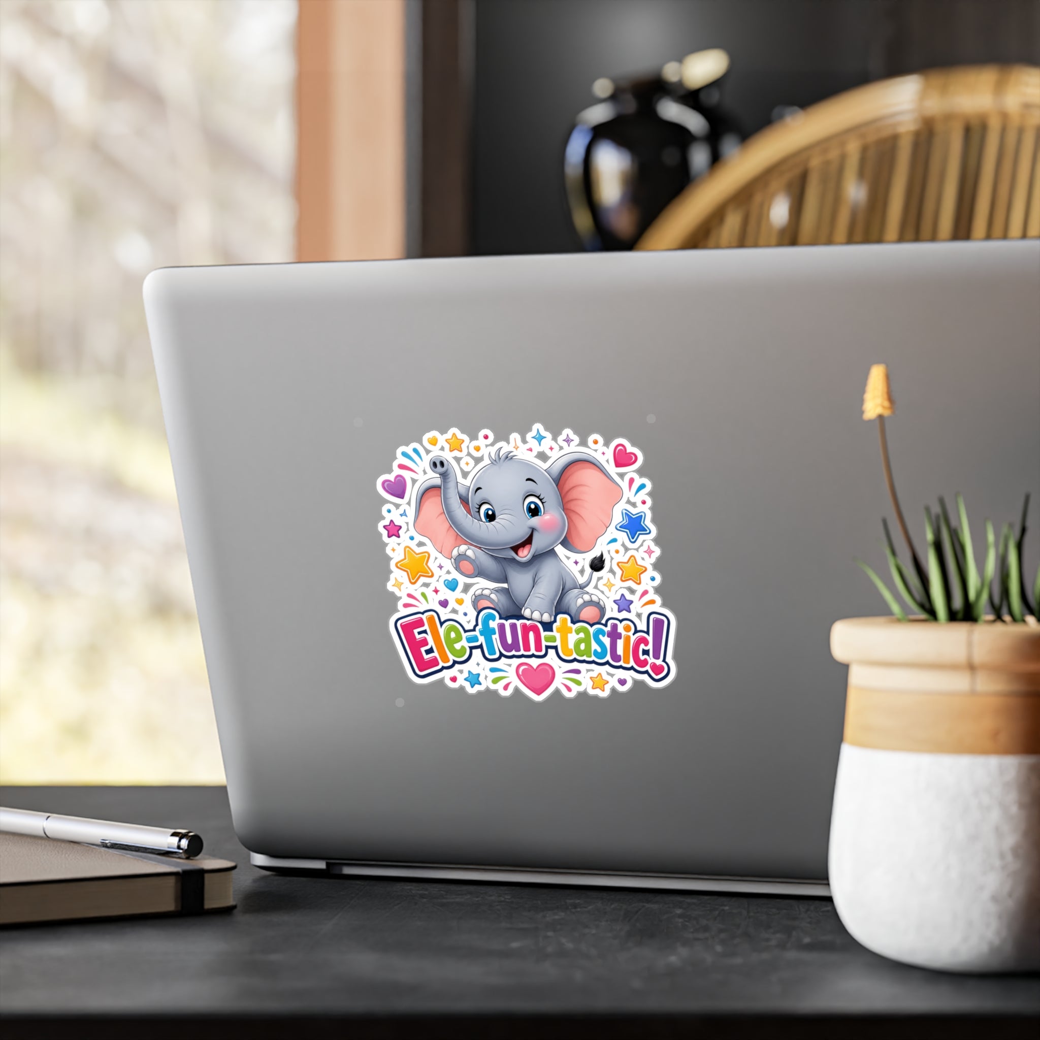 Ele-fun-tastic! Cute Baby Elephant Kiss-Cut Vinyl Sticker