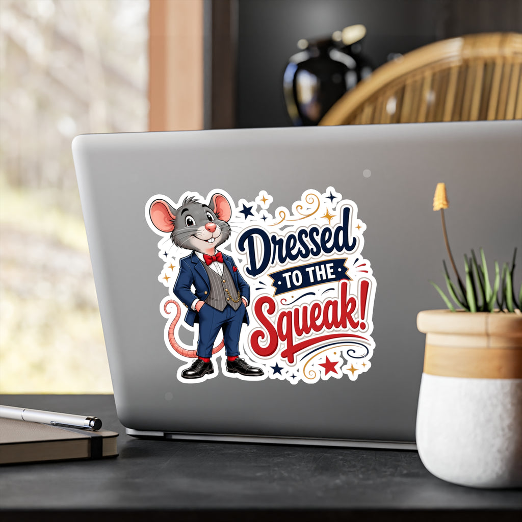 Dressed to the Squeak! Mouse Vinyl Sticker — Cute Dapper Character Kiss-Cut Decal