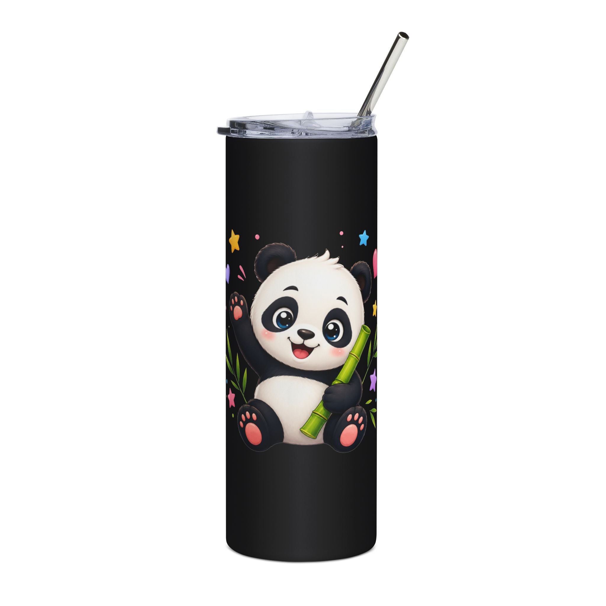Cute Panda Bamboo 20oz Stainless Steel Tumbler — Insulated Travel Cup