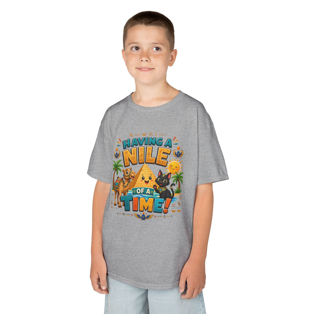 Having a Nile of a Time Kids Tee | Camel Pyramid Desert Cartoon