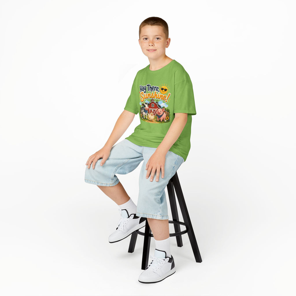 Kids Tee — "Hay There, Sunshine!" Farm Animal Graphic