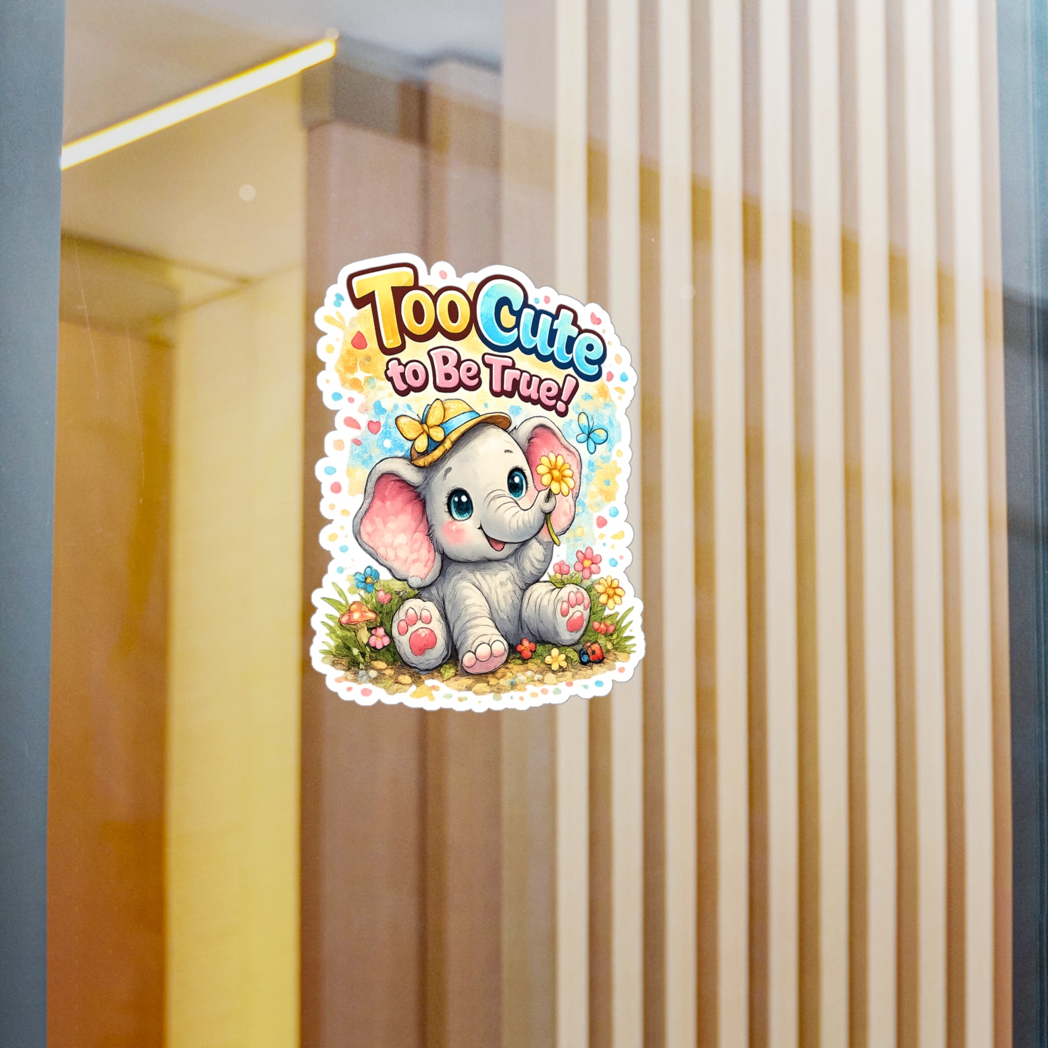 Too Cute to Be True! Elephant Kiss-Cut Vinyl Decal