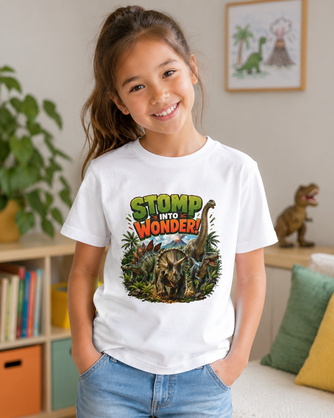 Kids T-Shirt - "Stomp Into Wonder" Dinosaur Graphic Tee