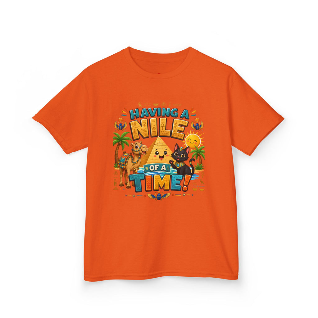 Having a Nile of a Time Kids Tee | Camel Pyramid Desert Cartoon
