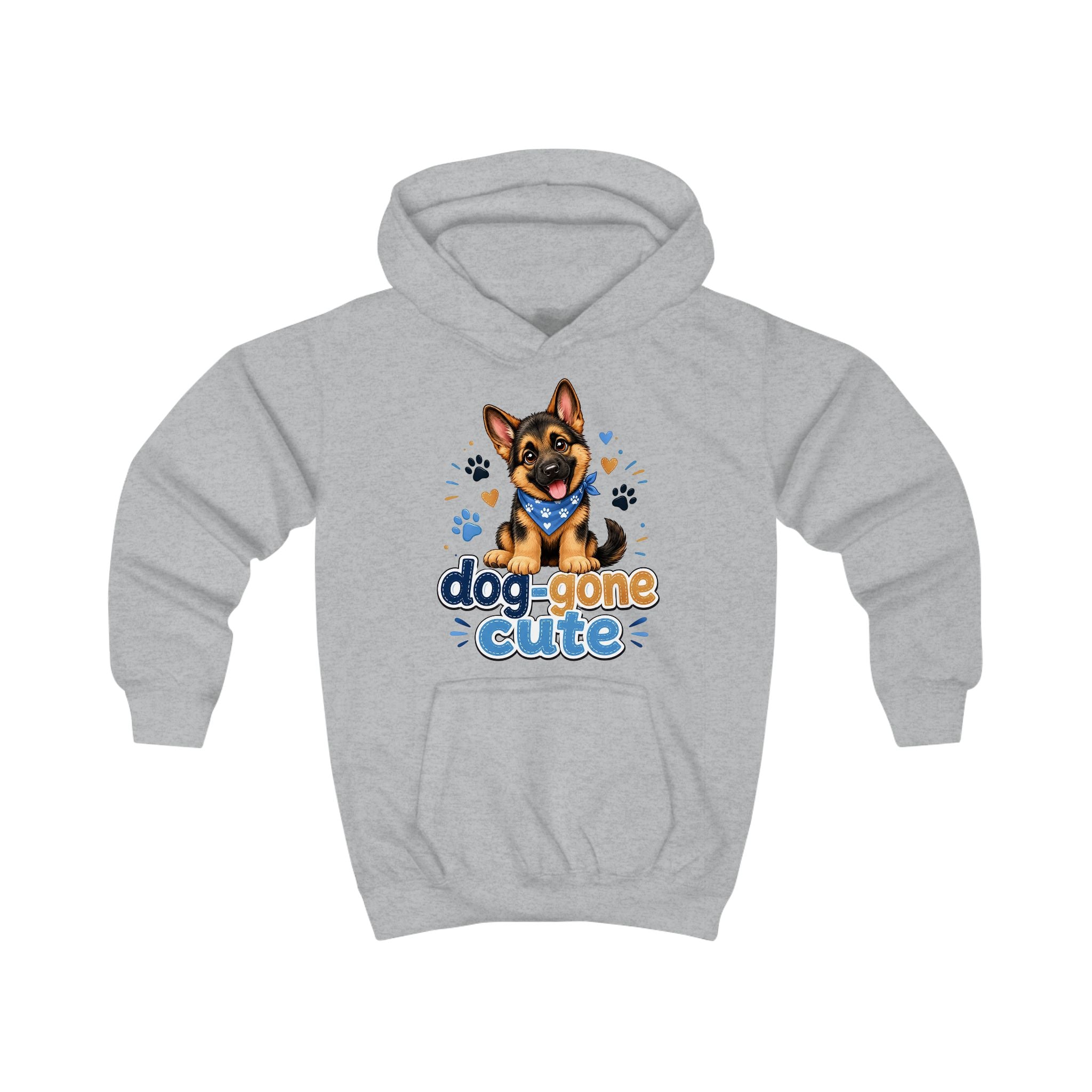 Kids Hoodie - "Dog-Gone Cute" German Shepherd Puppy Graphic Hoodie for Children