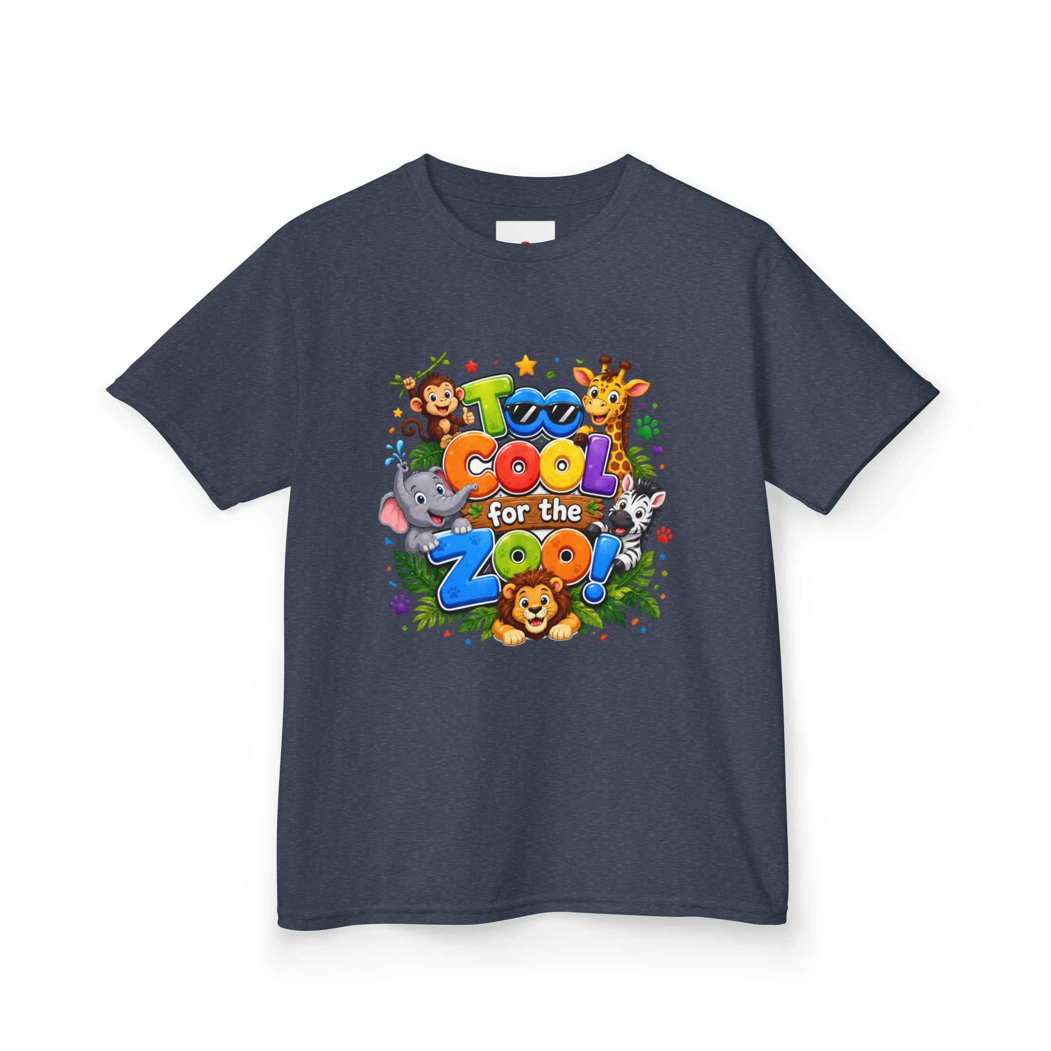 Kids Tee — "Too Cool for the Zoo" Colorful Animal Graphic
