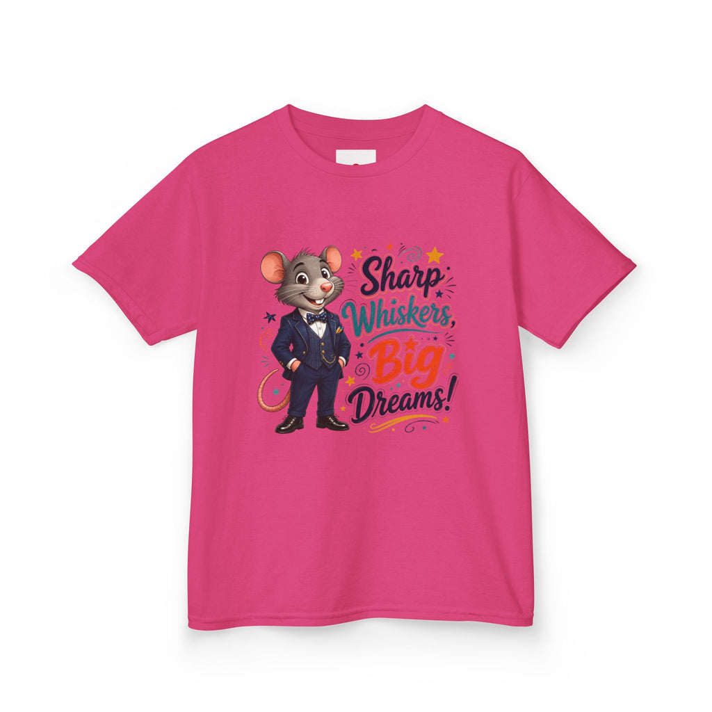 Kids Tee — "Sharp Whiskers, Big Dreams" Mouse Graphic