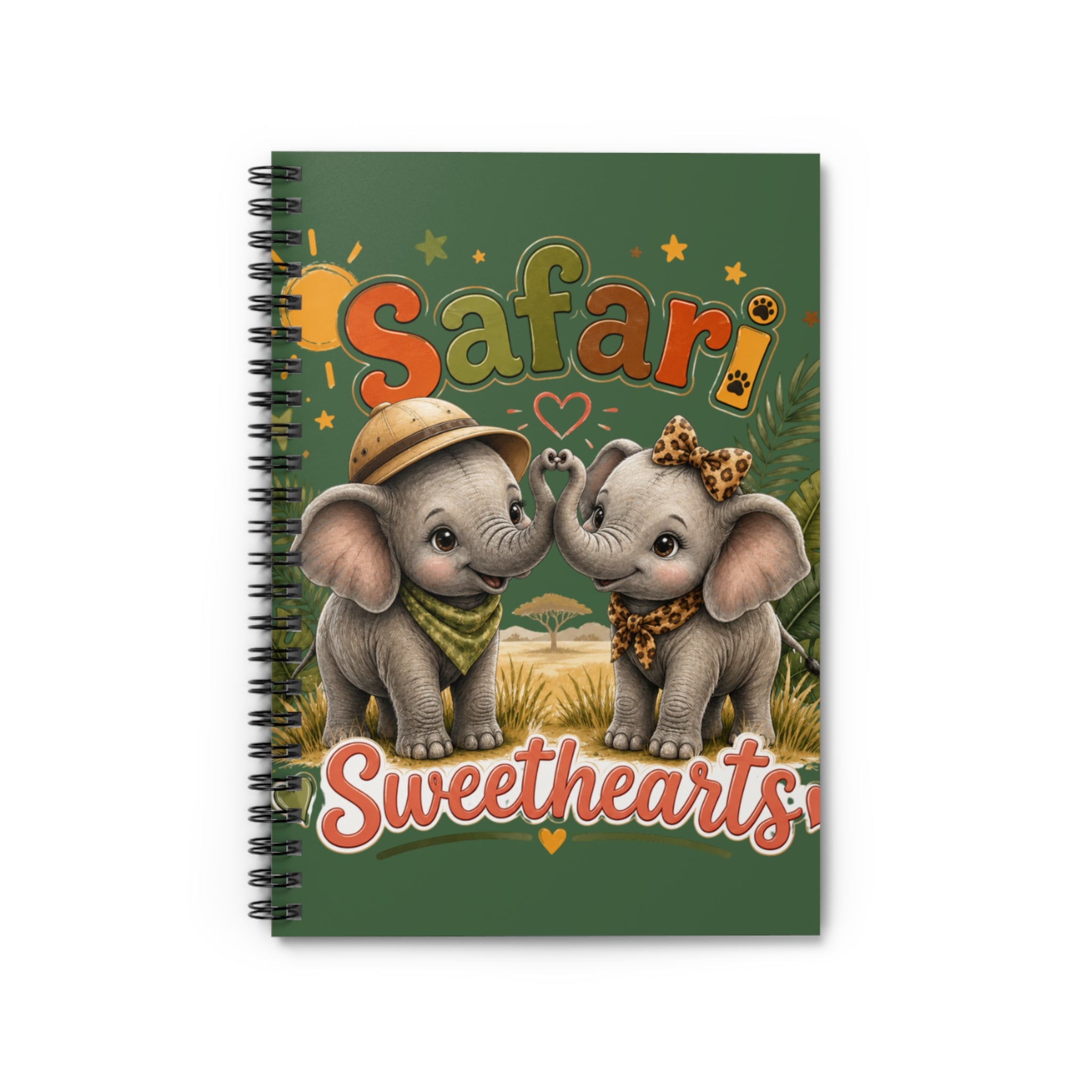 Safari Sweethearts Spiral Notebook — Cute Elephant Ruled Journal