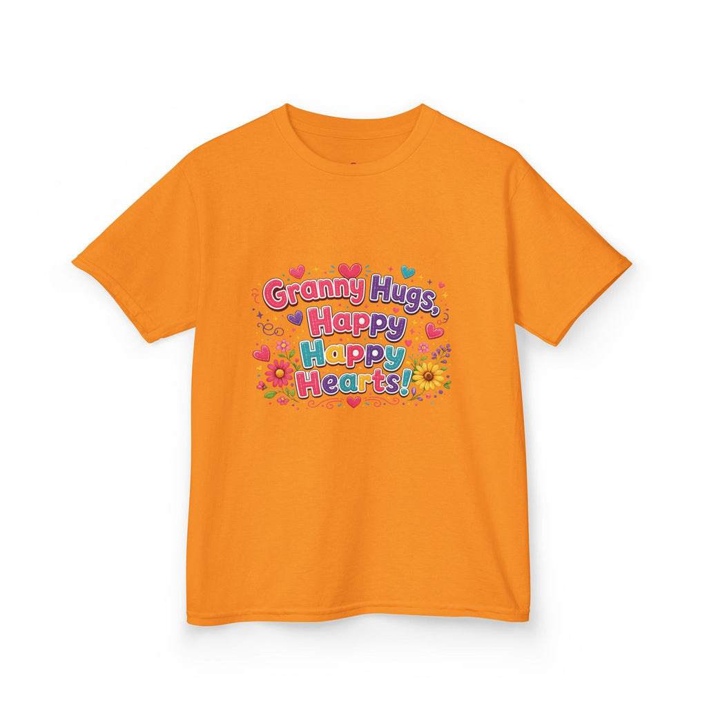 Granny Hugs Happy Hearts Kids Tee | Colorful Floral Kids Shirt